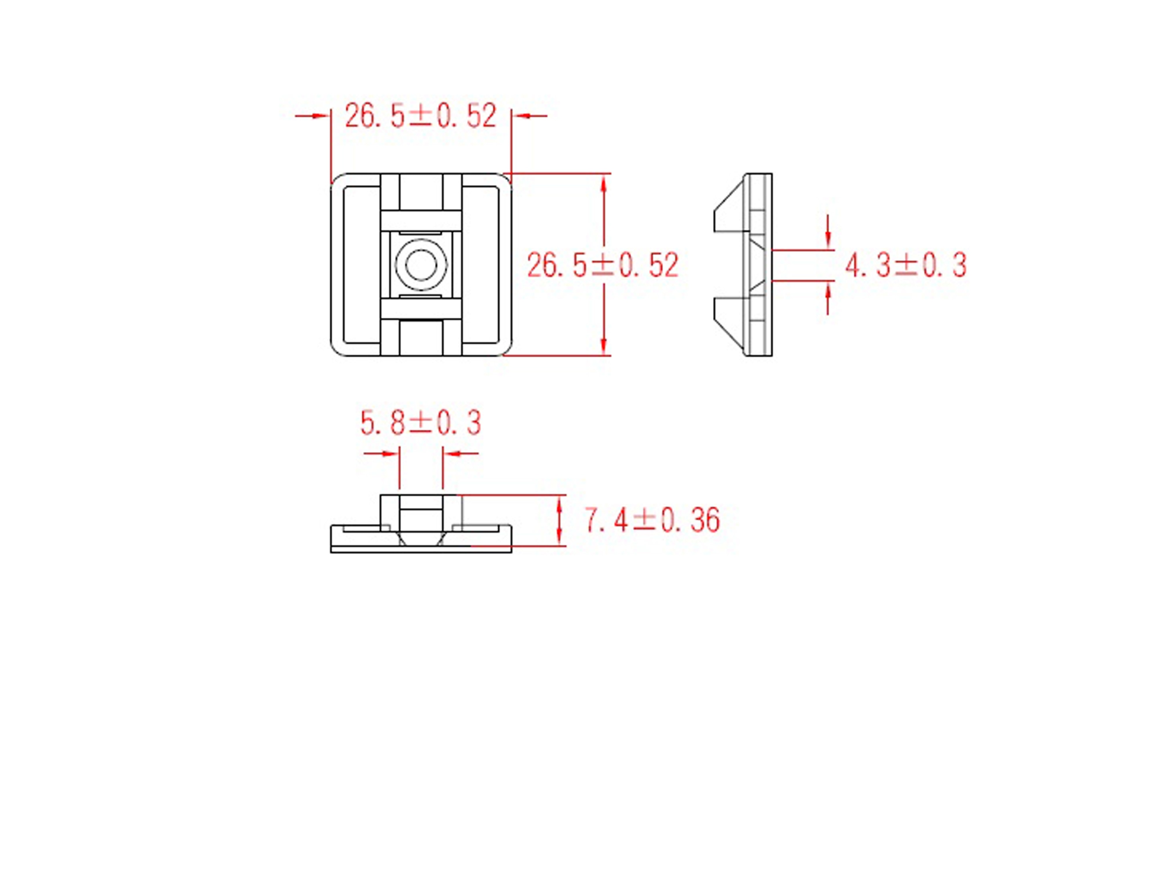 KSS Befestigungssockel selbstklebend Polyamid 6.6, Natur, L=26,5, B=26,5, 1 Stück