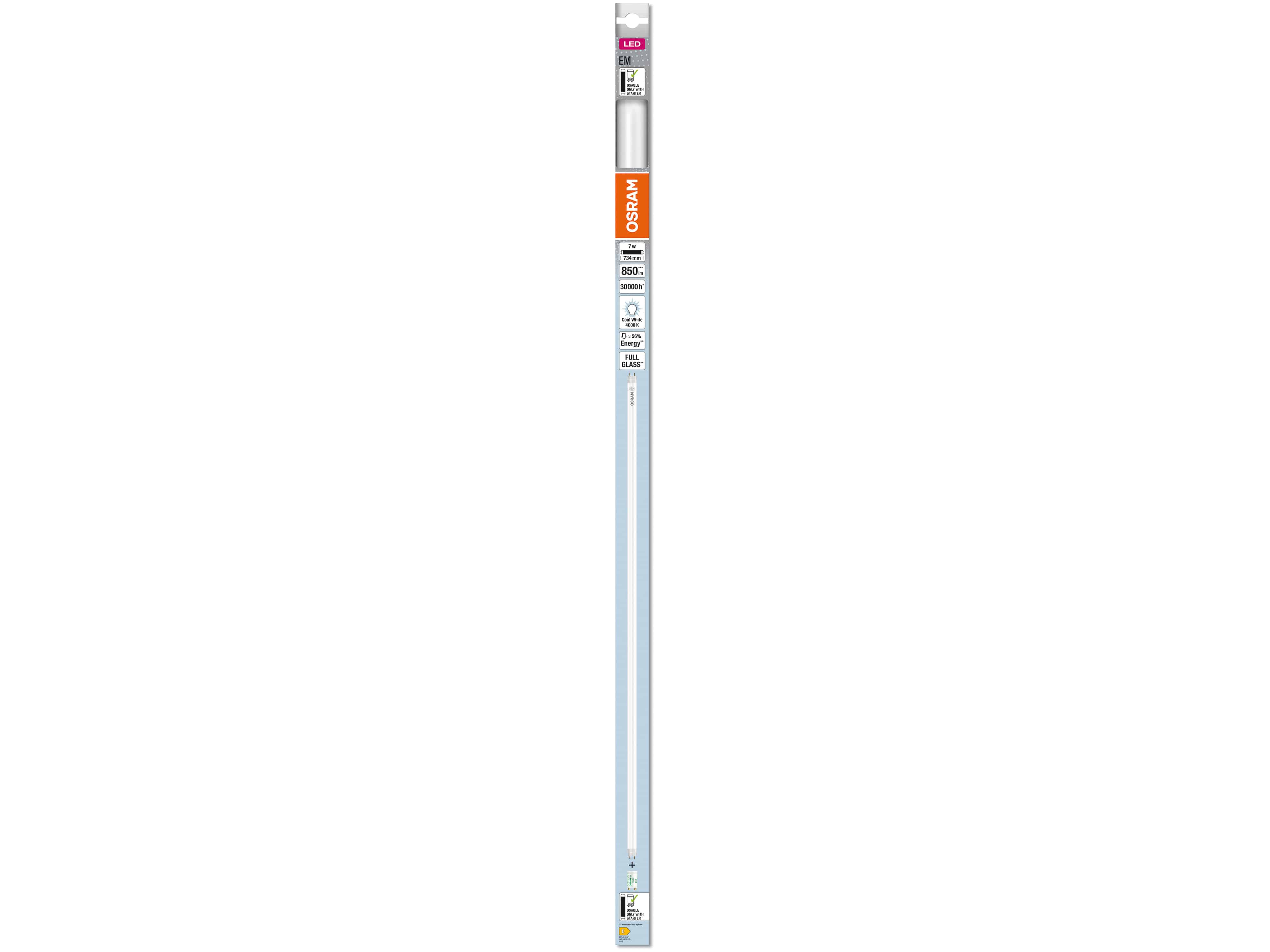 OSRAM LED-Röhre, T8, 720mm, G13, EEK: E, 7W, 850lm, 4000K OSRAM LED-Röhre, T8, 720mm, G13, EEK: E, 7W, 850lm, 4000K