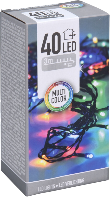 LED-Lichterkette bunt, 40 LEDs, Grünes Kabel, Innen/Außen, 6m KOOPMAN LED-Lichterkette bunt, 40 LEDs, Grünes Kabel, Innen/Außen, 6m