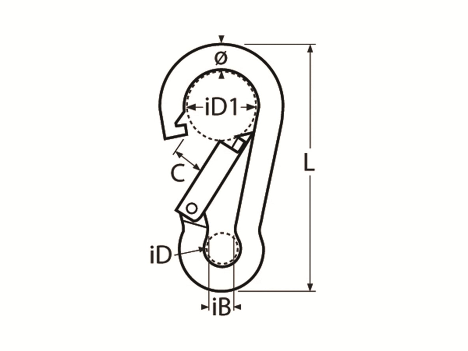 MARINETECH Karabinerhaken Edelstahl A4, 5x50 mm, mit Sicherheitsmutter MARINETECH Karabinerhaken Edelstahl A4, 5x50 mm, mit Sicherheitsmutter