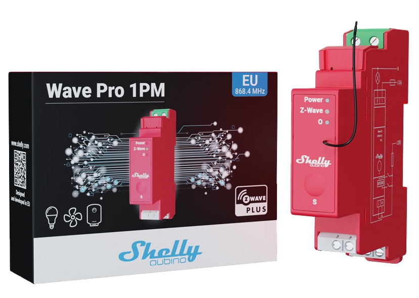 SHELLY Relais Wave Pro 1PM, Hutschiene, Messfunktion, rot SHELLY Relais Wave Pro 1PM, Hutschiene, Messfunktion, rot