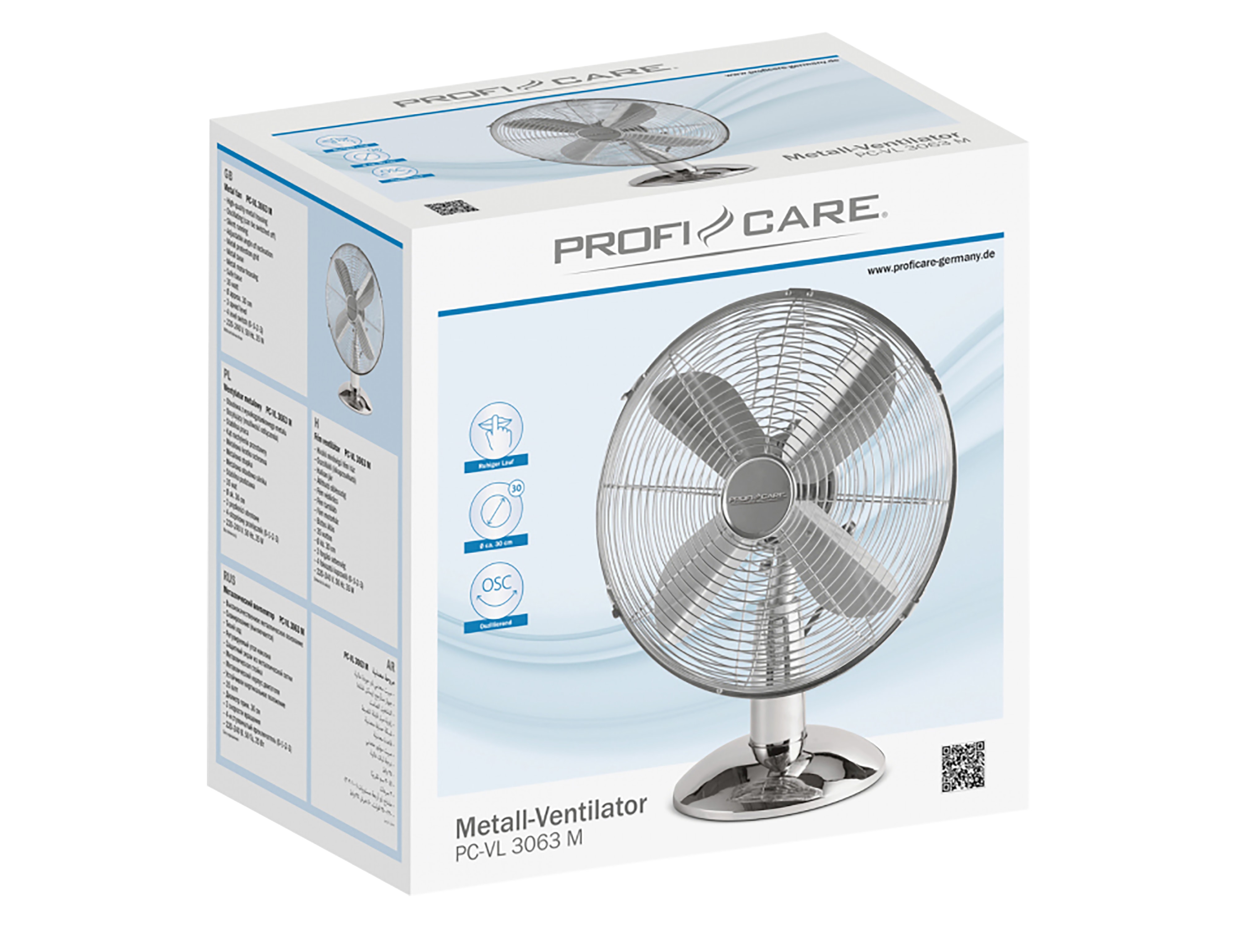 PROFI CARE Tischventilator PC-VL 3063 M, 30cm, Metall, chrom, 35 W