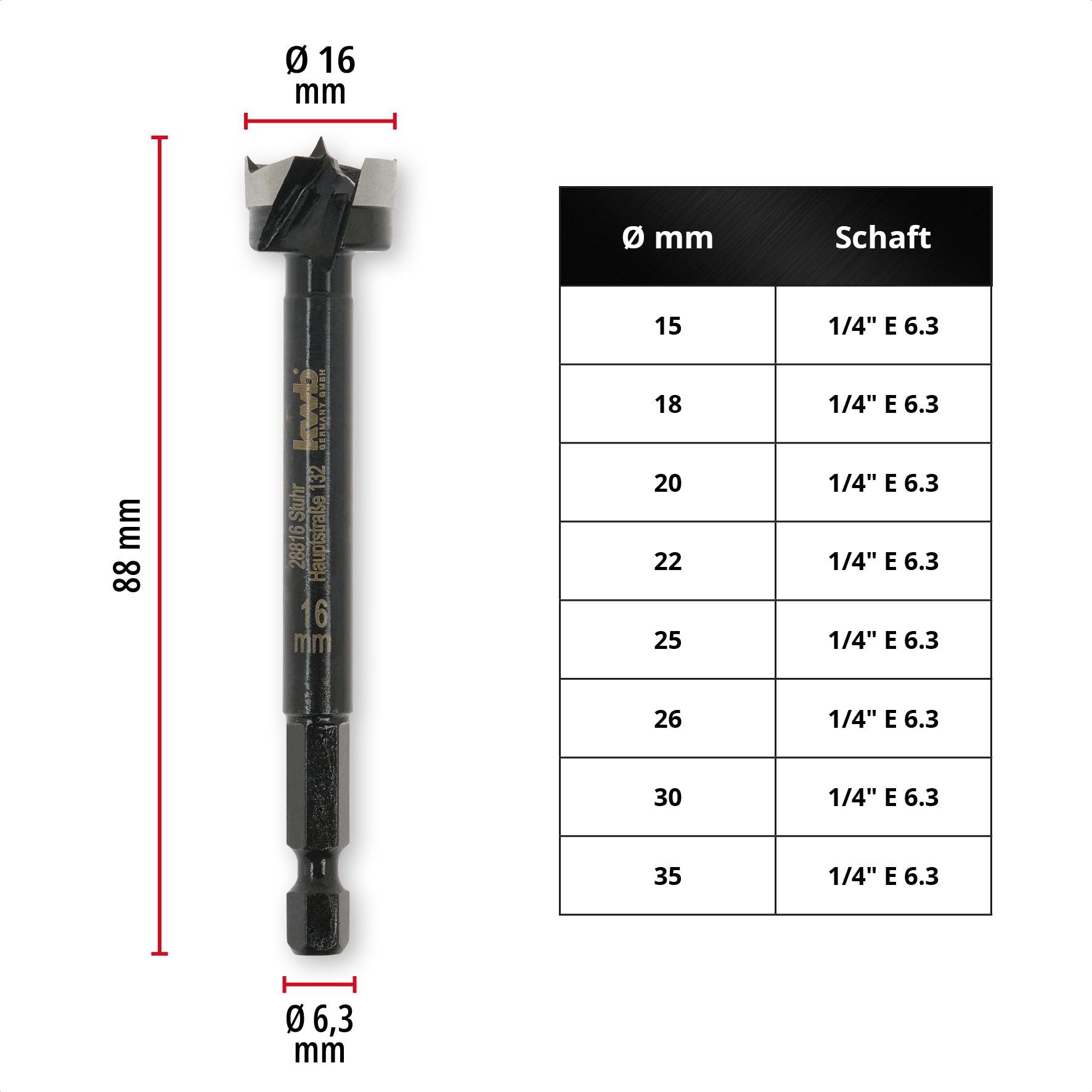 KWB Forstnerbohrer, 706416, 16 mm