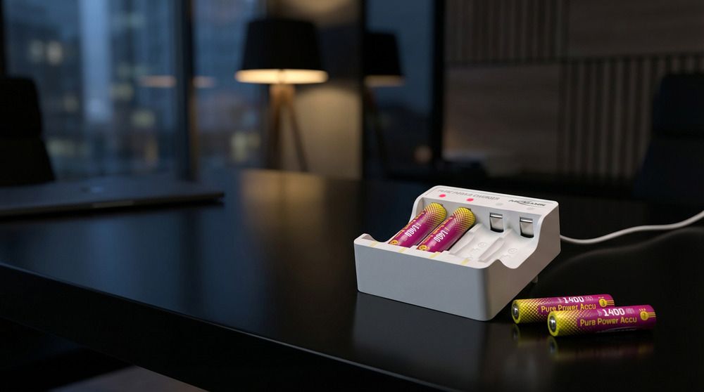 Lademodul ANSMANN Pure Power Set, 4× Micro AAA Akkus Typ 1400