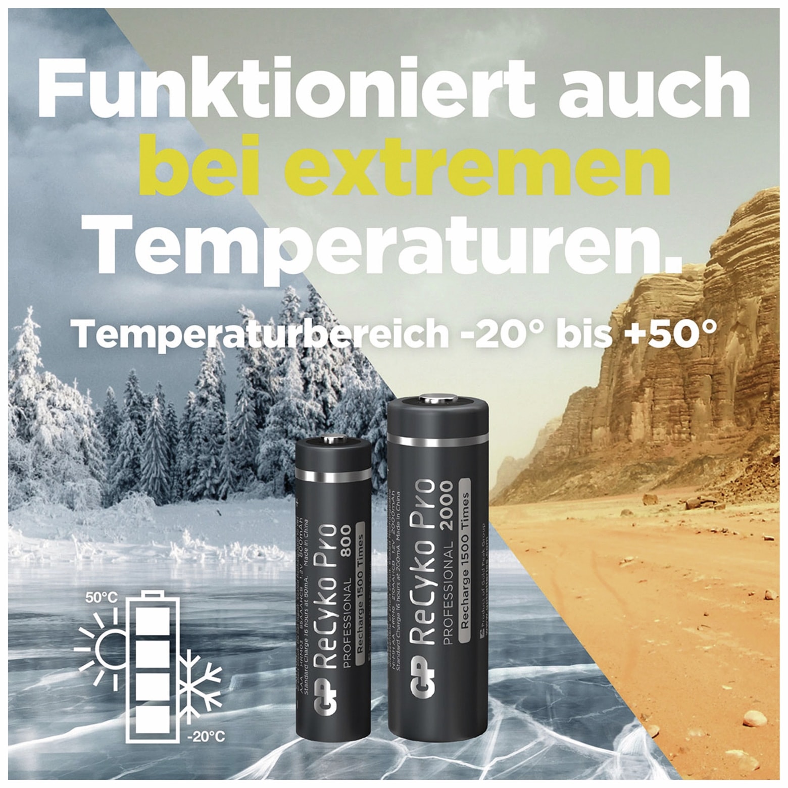 GP NiMH-Micro-Akku ReCyko+ Pro, 800 mAh, 4 Stück