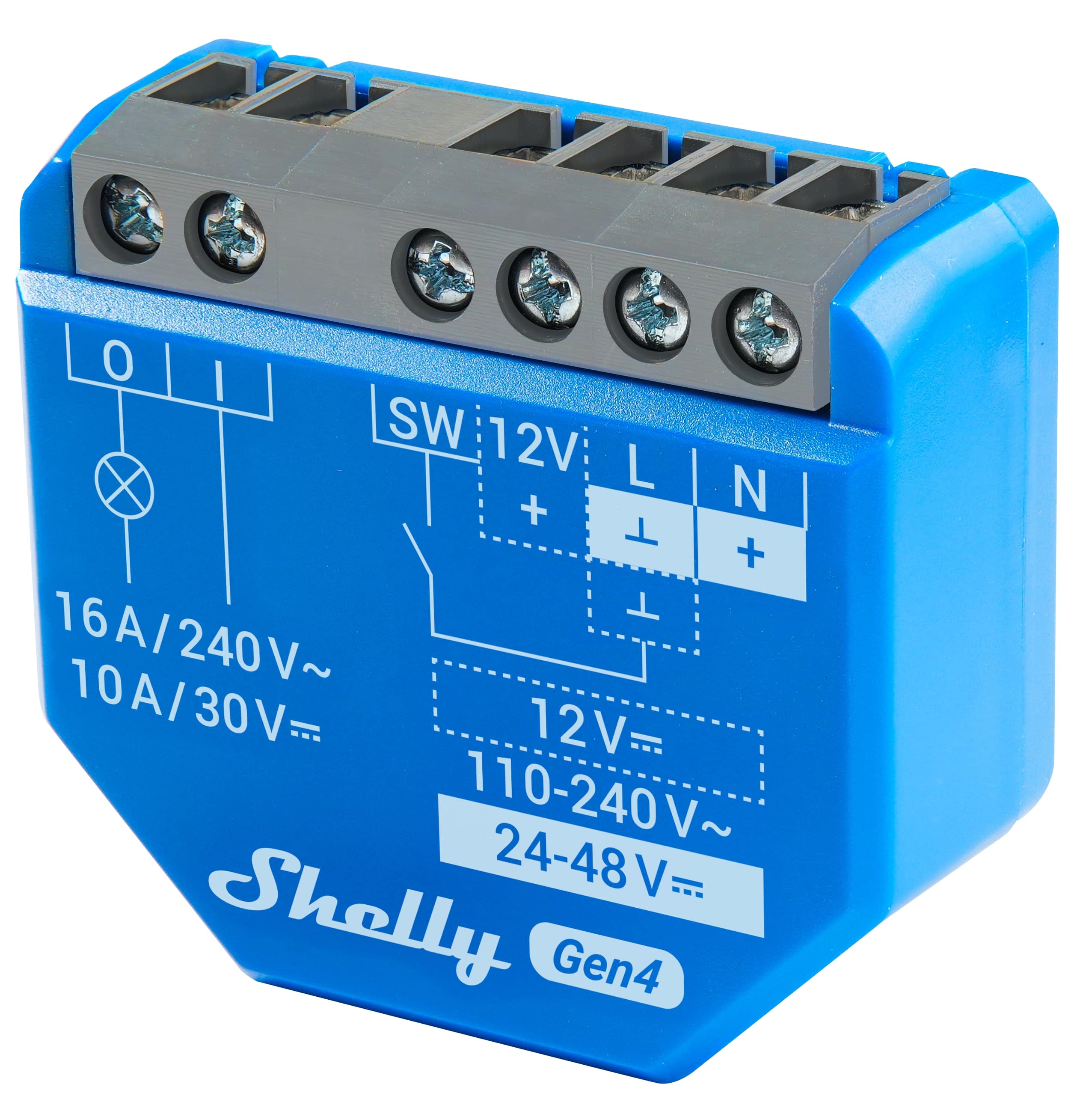 SHELLY Relais 1 Gen4, 16 A, WLAN, Bluetooth, blau, 3 Stück