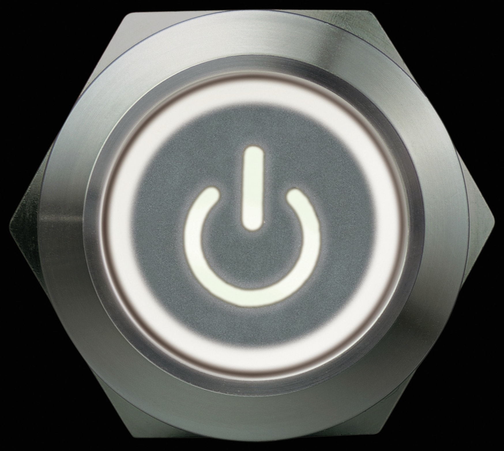 Metallschalter 1 Schließer, 1 Öffner, Ein/Aus-Symbol beleuchtet