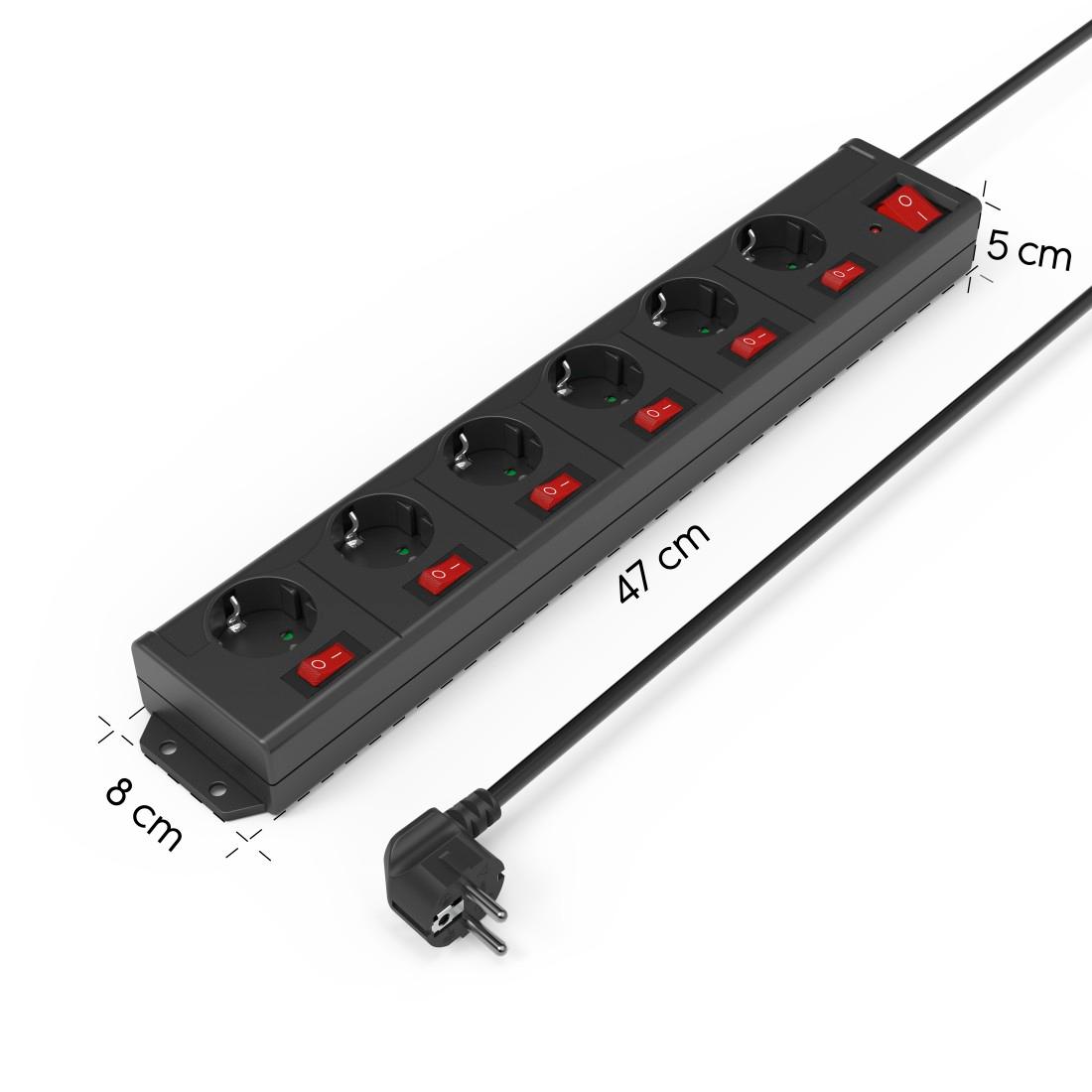 HAMA Steckdosenleiste, 6+1, XL, 6-fach, einzeln schaltbar, schwarz HAMA Steckdosenleiste, 6+1, XL, 6-fach, einzeln schaltbar, schwarz
