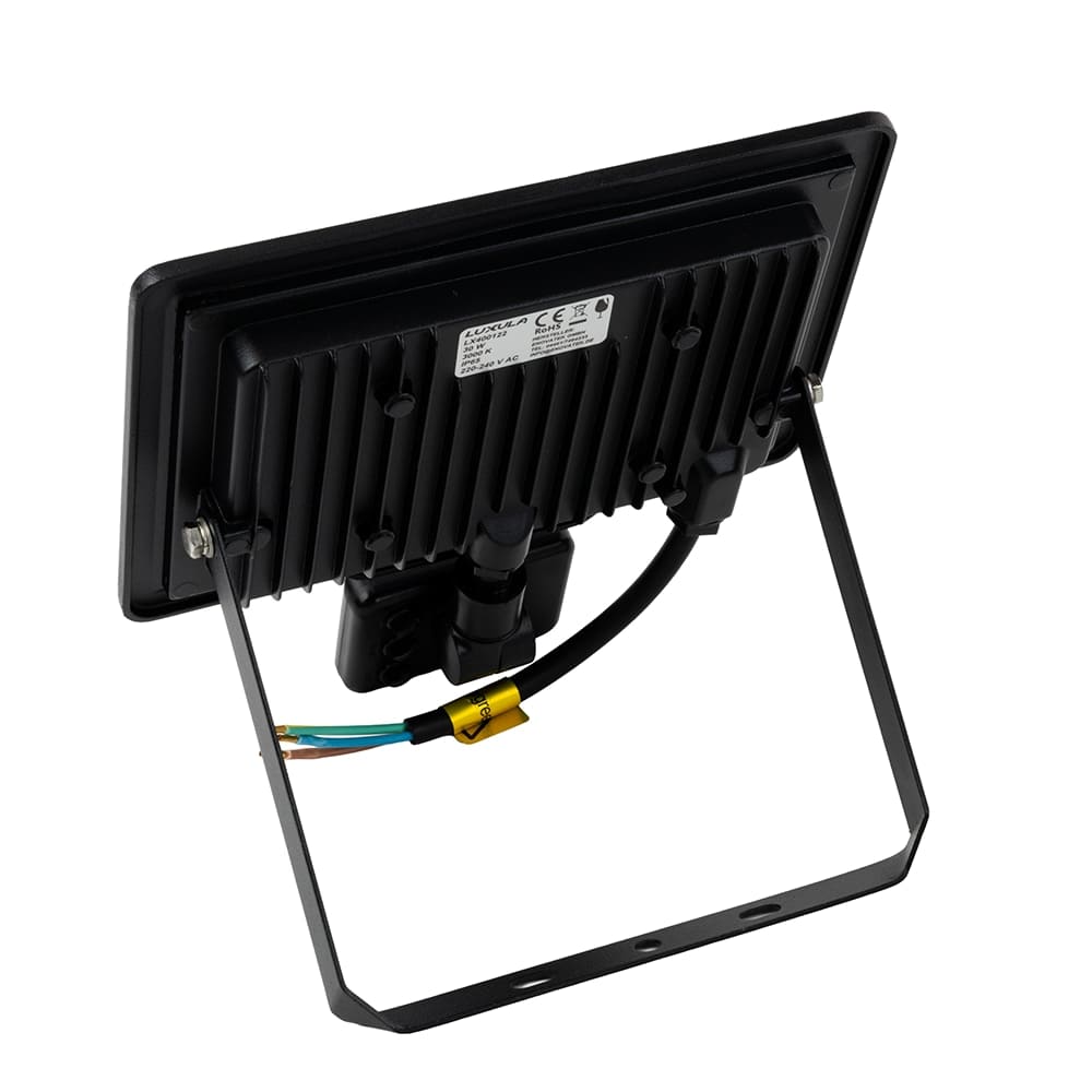 LUXULA LED-Fluter mit Bewegungsmelder, EEK: F, 30W, 3000lm, 4000K, IP65, schwarz