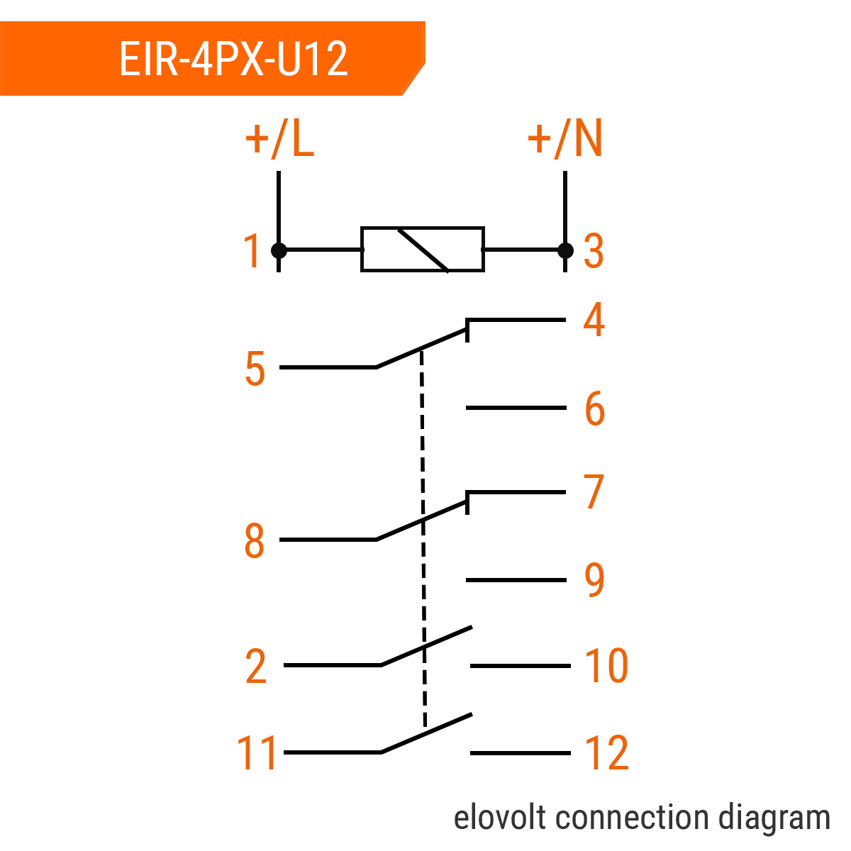 ELOVOLT Schaltrelais EIR-4PX-U12, 4x 8 A, 12 V, 2 Schliesser + 2 Wechsler