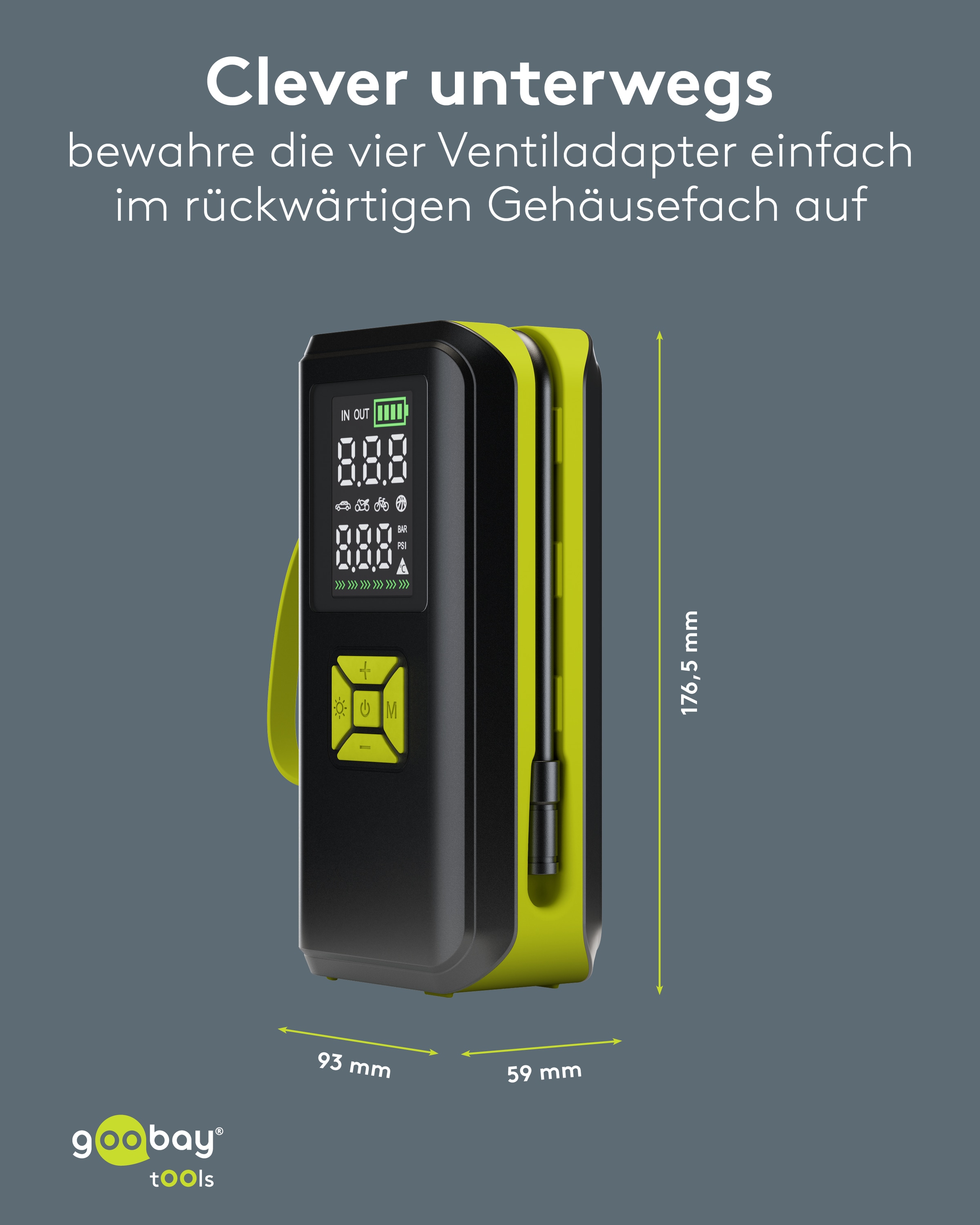 GOOBAY TOOLS Akku-Kompressor, 77827, 10 bar