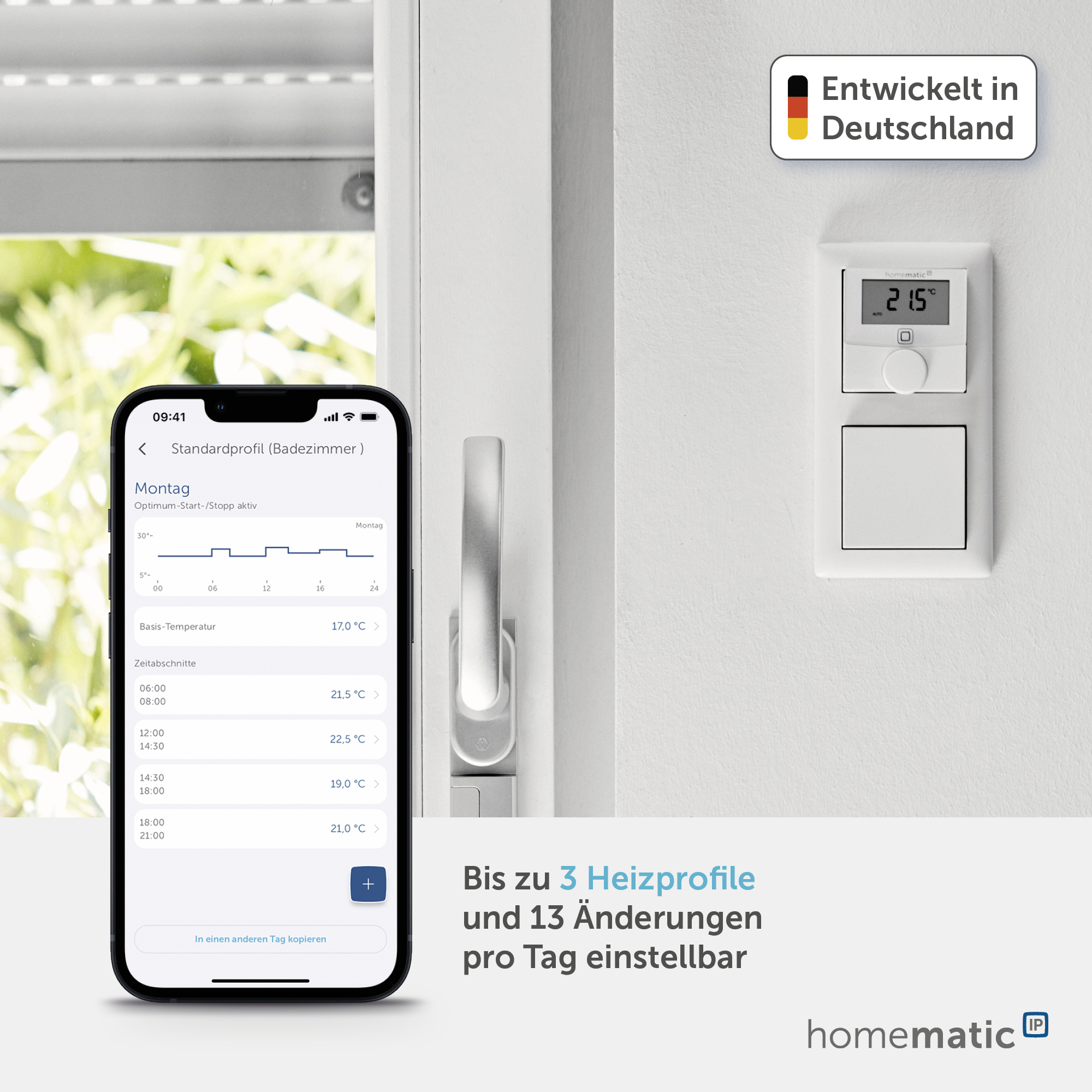 HOMEMATIC IP Smart Home 150697A0, Wandthermostat mit Schaltausgang, 24V