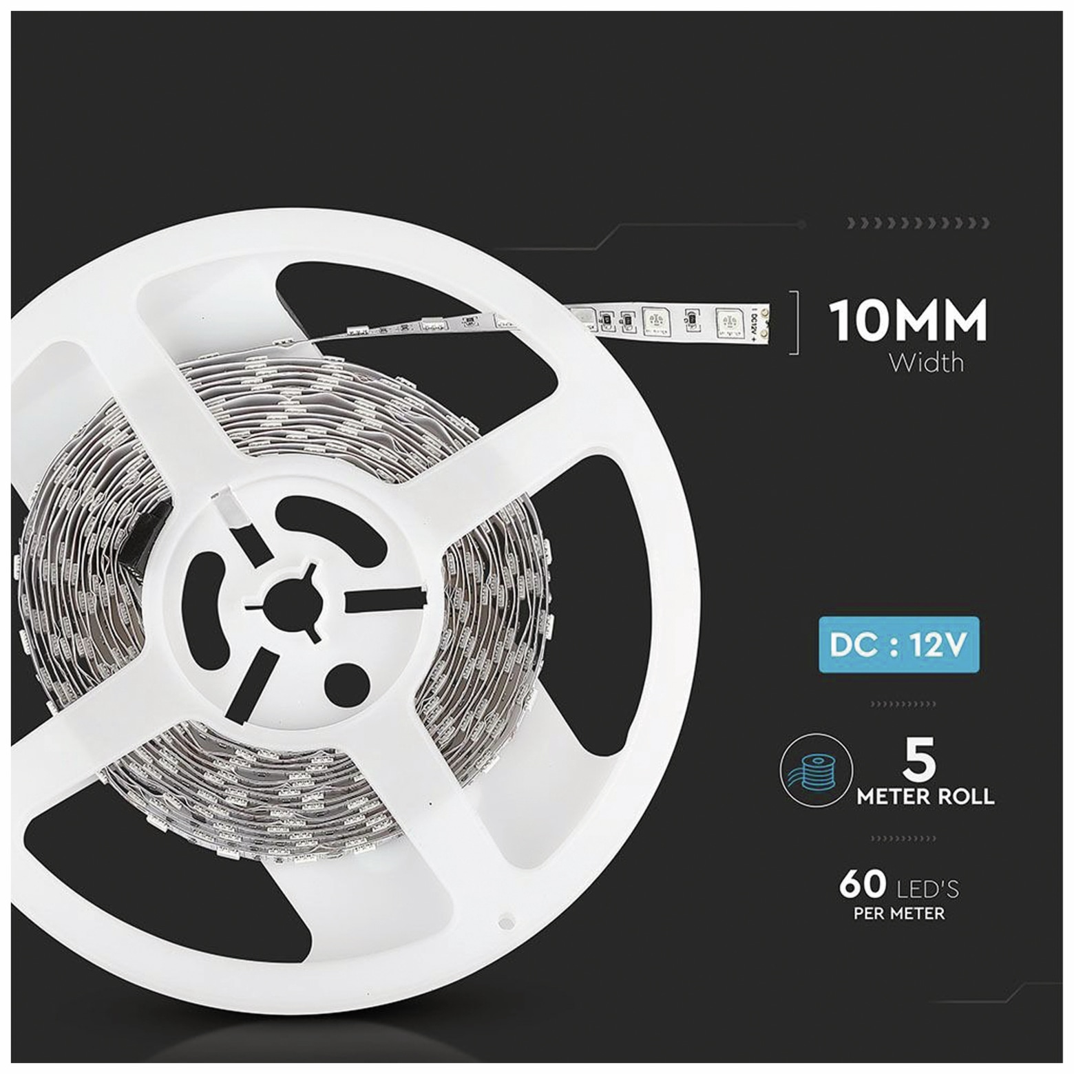 LED-Strip VT-5050 (2122), 300 LEDs, 5 m, 12V, 3000 K