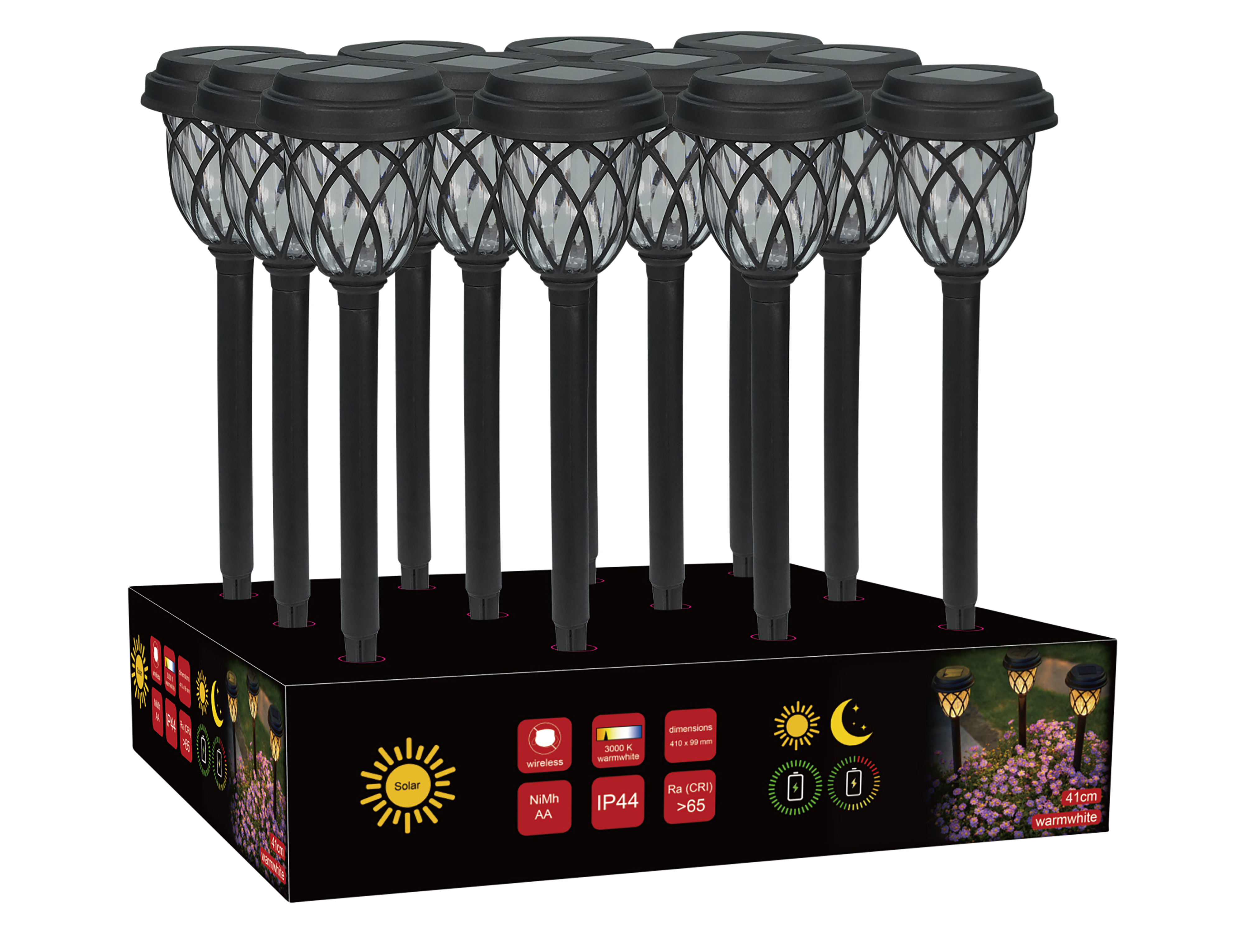 BLULAXA Solar LED-Gartenleuchte 51018, 3000K, IP44, schwarz BLULAXA Solar LED-Gartenleuchte 51018, 3000K, IP44, schwarz