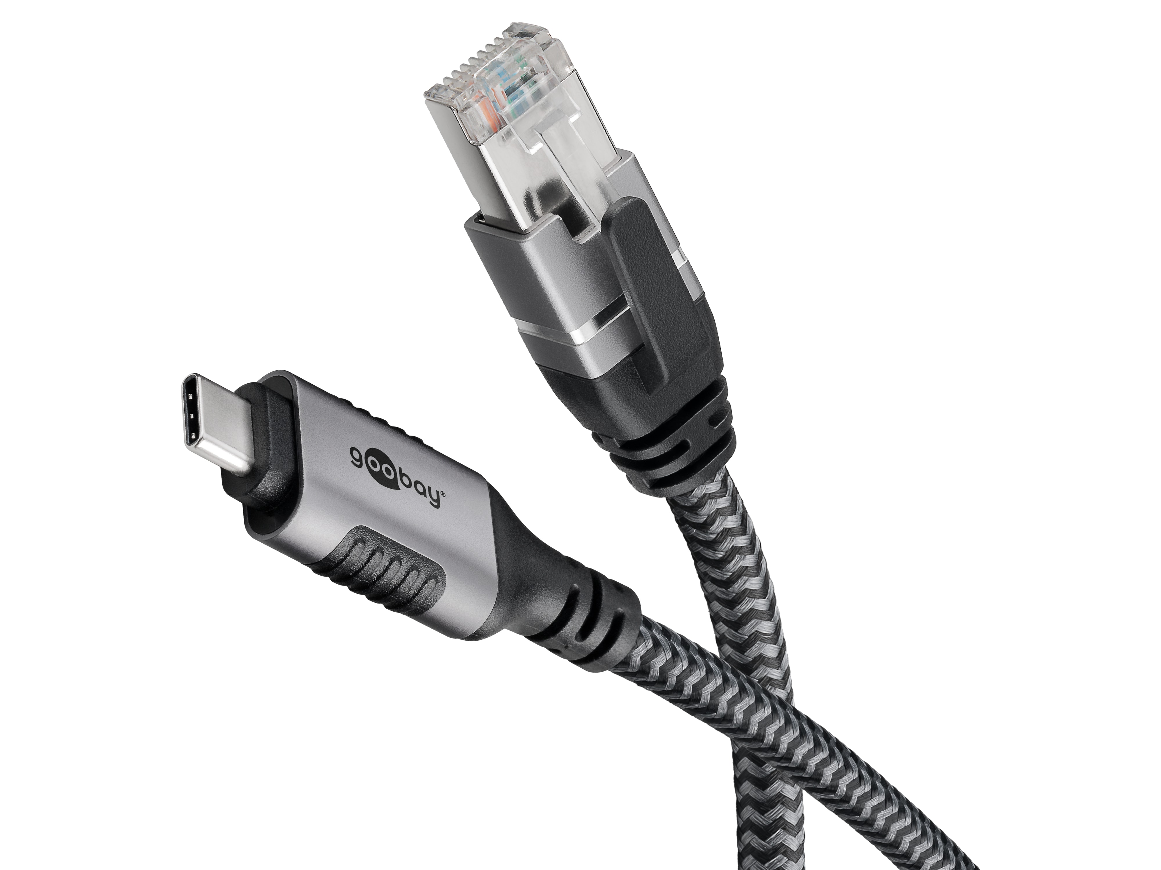 GOOBAY Ethernet-Kabel CAT6 USB-C 3.1 auf RJ45, 1m, schwarz/silber GOOBAY Ethernet-Kabel CAT6 USB-AC 3.1 auf RJ45 1m