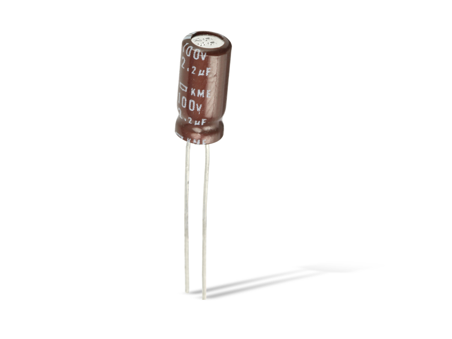 Elko 2,2µF, 100V, radial, RM 2mm Elko, 2,2 µF/100 V