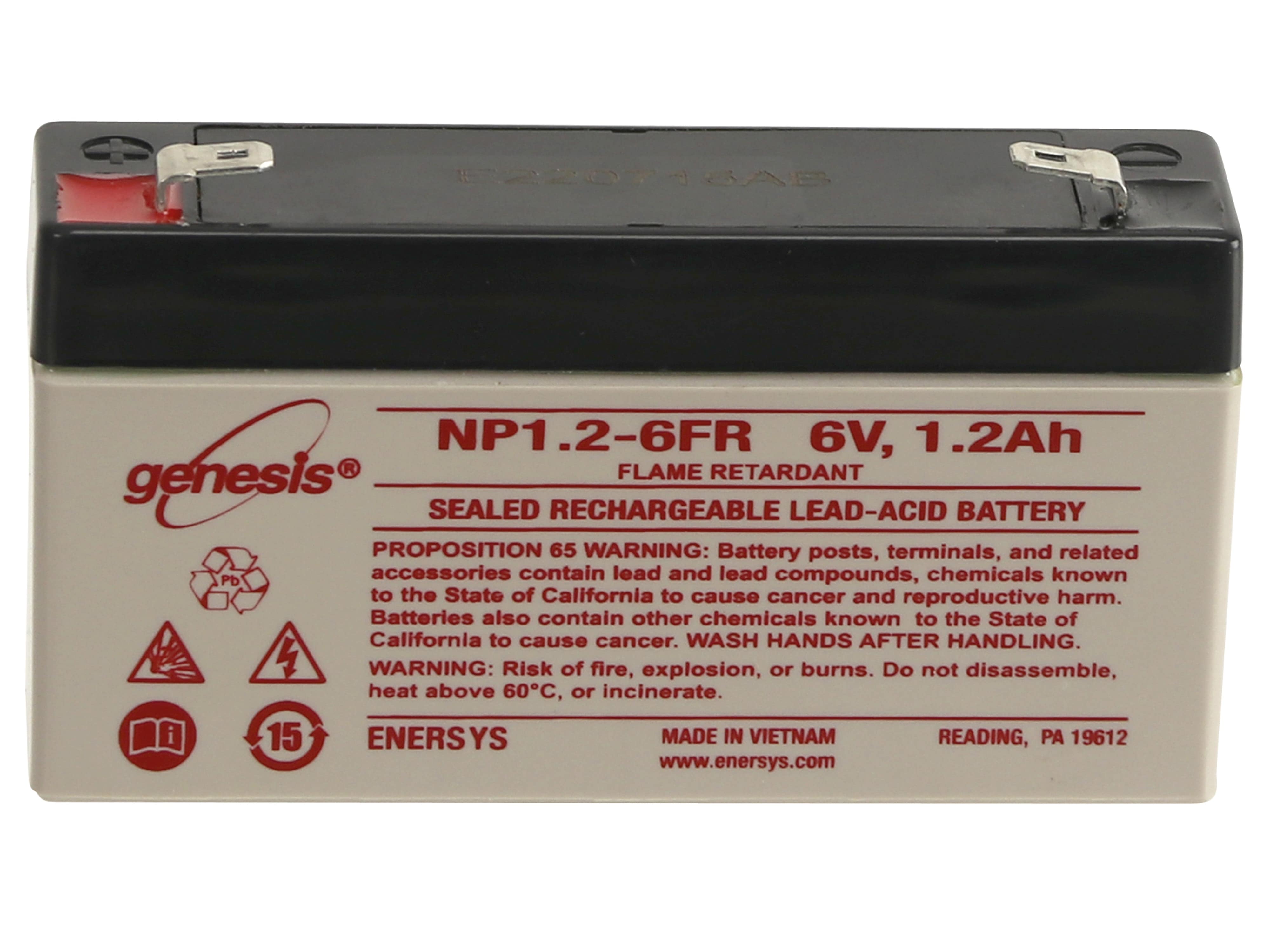 Bleiakku, ENERSYS, NP1.2-6FR, 6V-/1,2Ah Bleiakku, ENERSYS, NP1.2-6FR, 6V-/1,2Ah