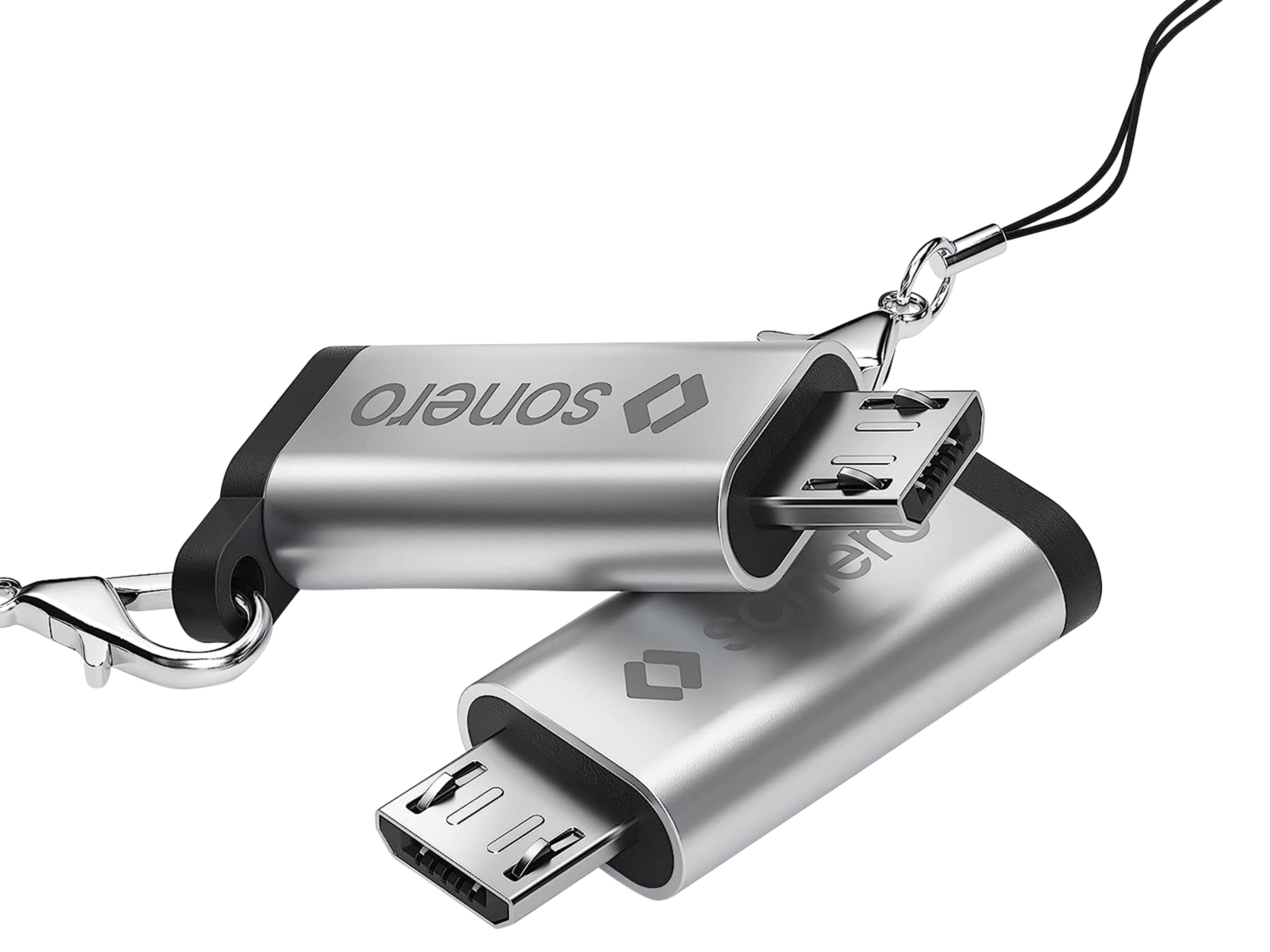 SONERO USB-Adapter OTG, Micro-USB auf USB-C Buchse, alu/silber SONERO USB-Adapter OTG, Micro-USB auf USB-C Buchse, alu/silber