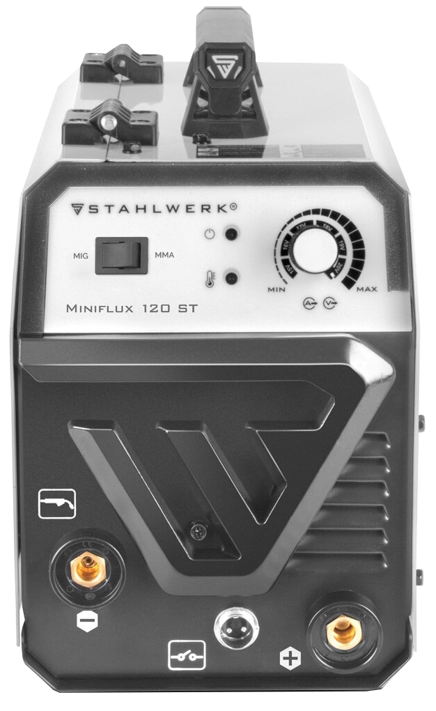 STAHLWERK Fülldraht Schweißgerät Mini FLUX 120 ST, 1129, mit synergischem Drahtvorschub und ARC