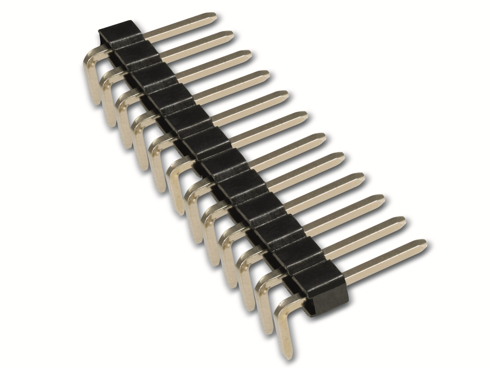 Stiftleiste, abgewinkelt, vergoldet, 1x 10-polig, 10 Stück Stiftleiste, abgewinkelt, vergoldet, 1x 10-polig, 10 Stück