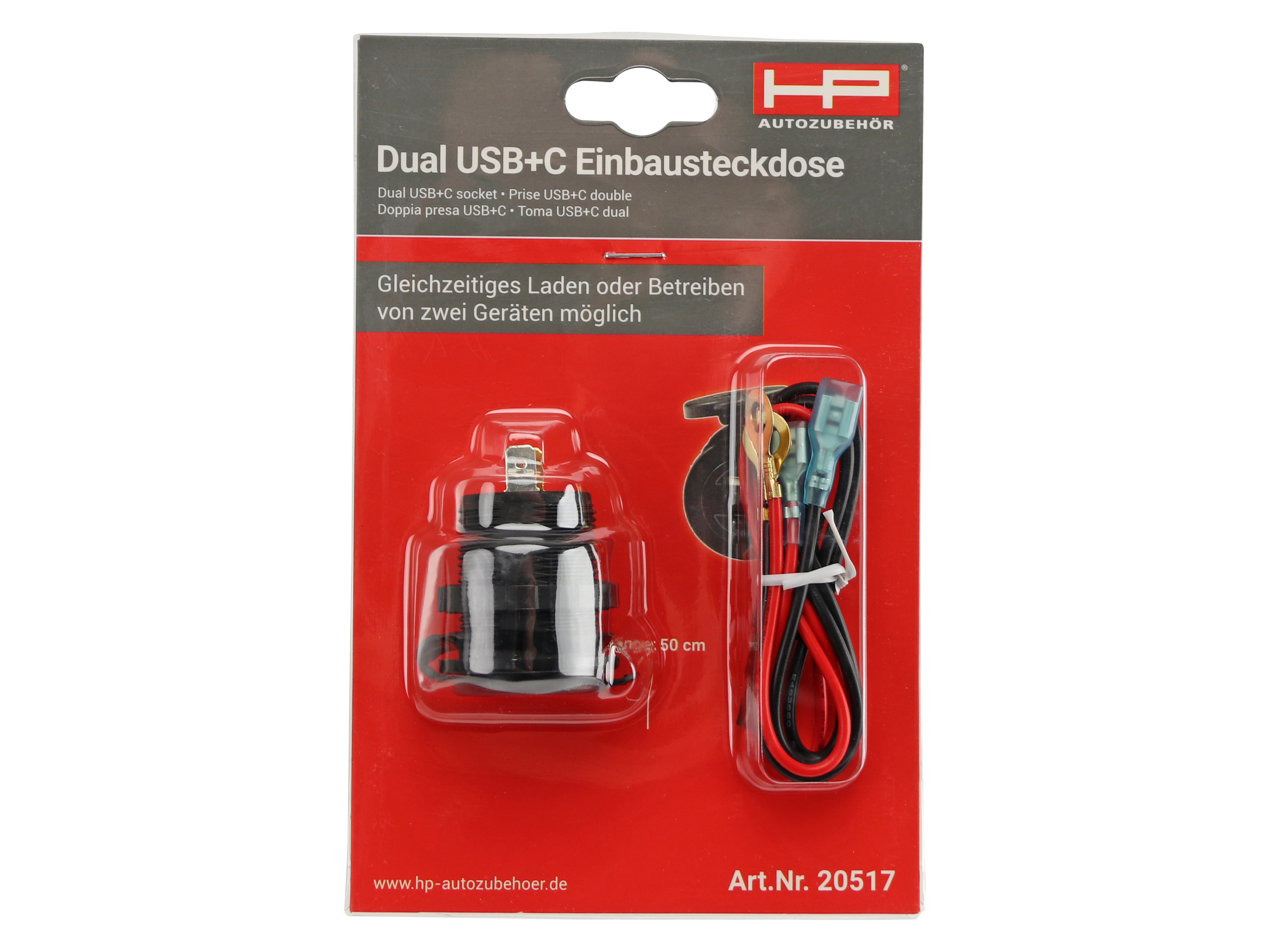 HP AUTOZUBEHÖR Einbausteckdose 20517, USB-C, USB-A HP AUTOZUBEHÖR Einbausteckdose 20517, USB-C, USB-A
