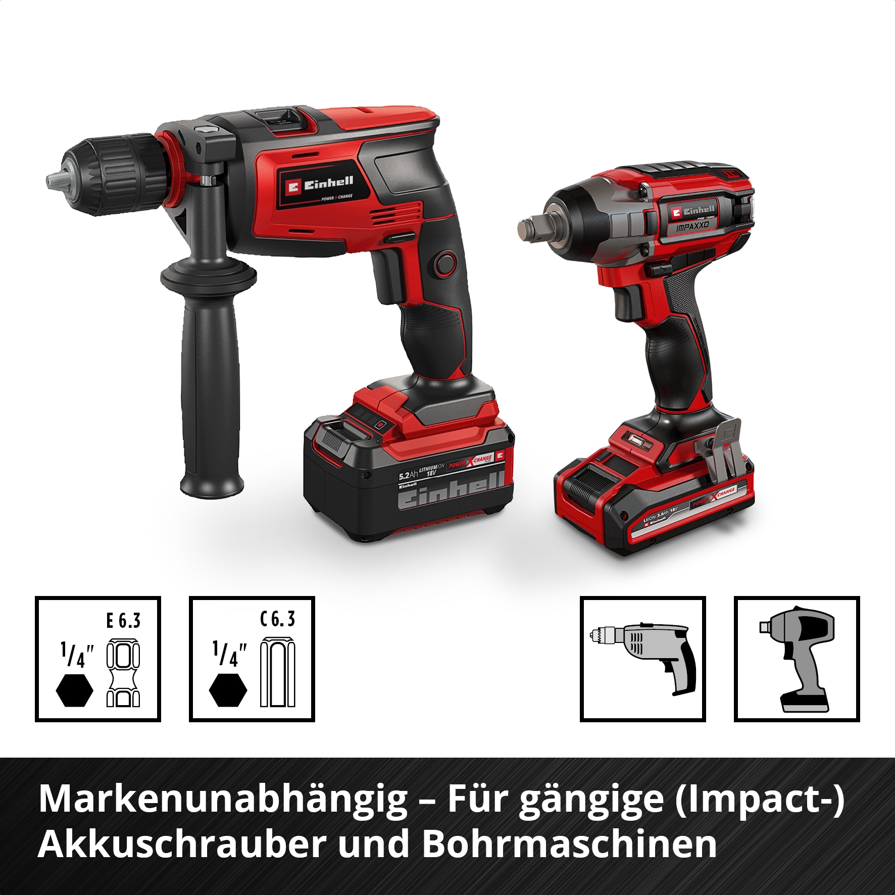EINHELL Steckschlüssel-Bit-Set, 108709, S-Case, 18-teilig