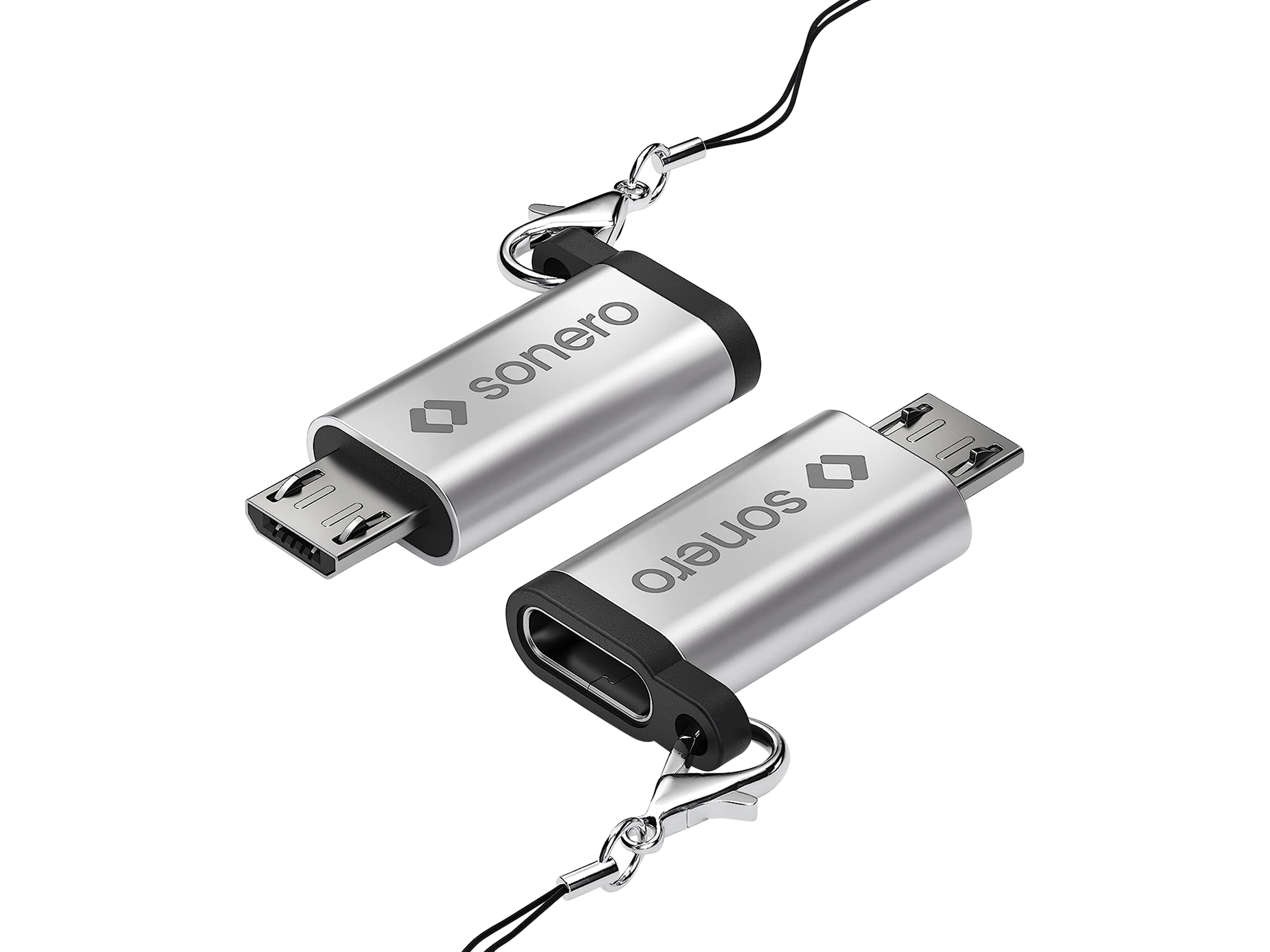 SONERO USB-Adapter OTG, Micro-USB auf USB-C Buchse, alu/silber SONERO USB-Adapter OTG, Micro-USB auf USB-C Buchse, alu/silber