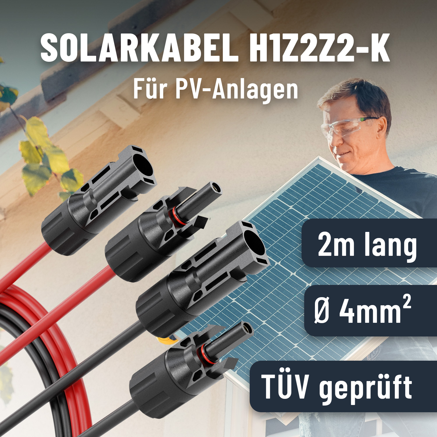 ABSINA Solarkabel-Set 910001, MC4, 2x 2 m, 4 mm²
