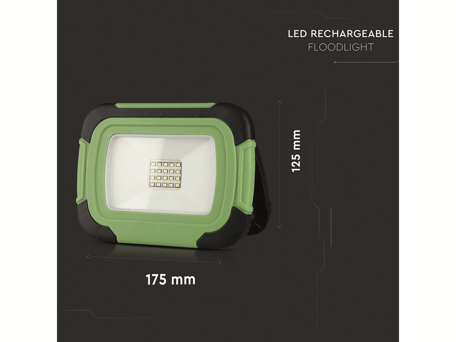 LED-Fluter VT-20-R, 20 W, 1400 lm, 4000 K, Akkubetrieb, grün/schwarz