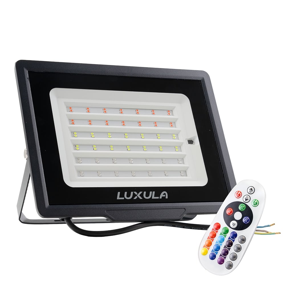 LUXULA RGB LED-Fluter LX400184, 100W, IP65, schwarz, mit Fernbedienung LUXULA RGB LED-Fluter LX400184, 100W, IP65, schwarz, mit Fernbedienung