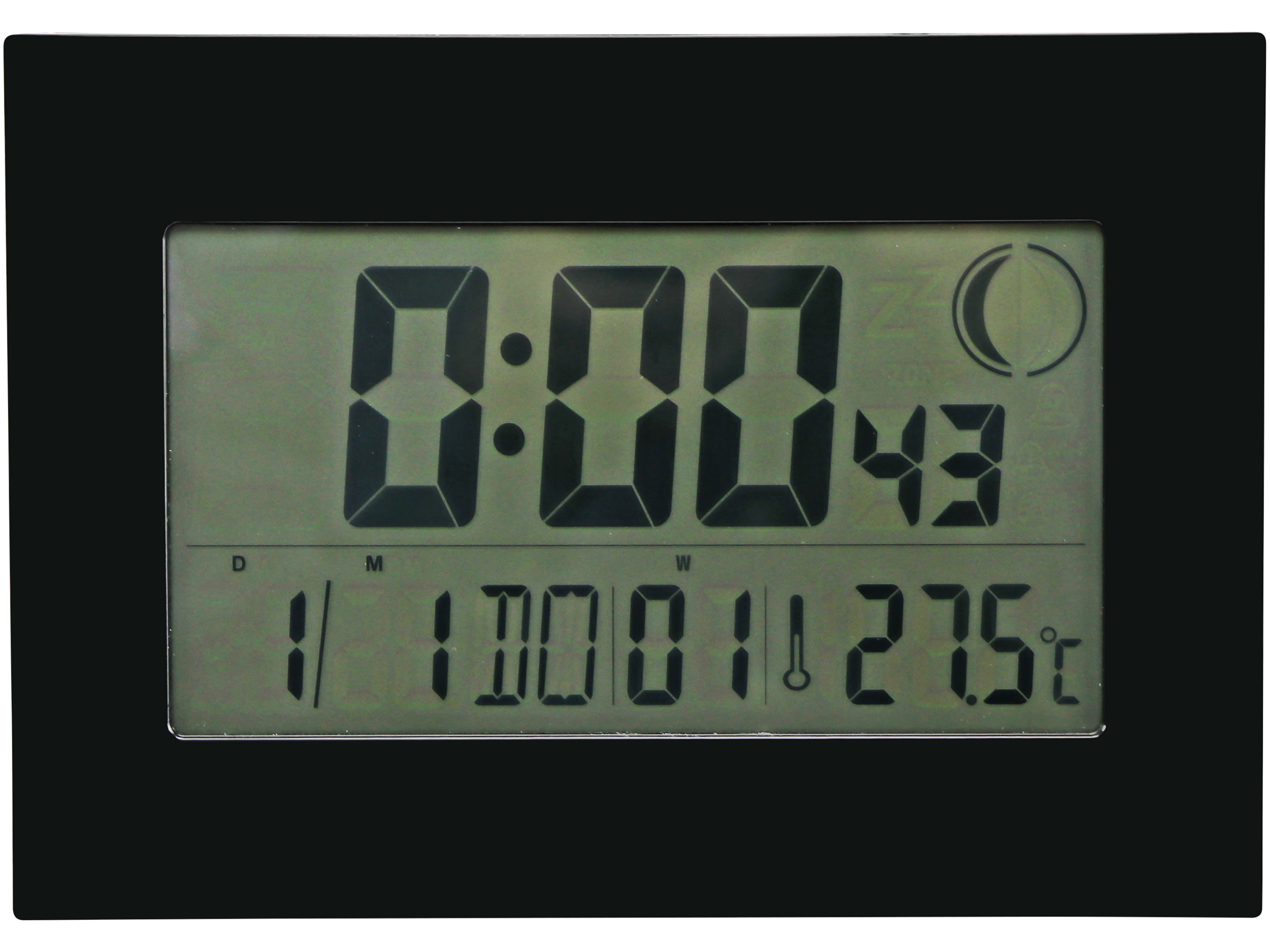 Digitale Funkuhr, Datumsanzeige, Wecker, Temperaturanzeige, Schwarz