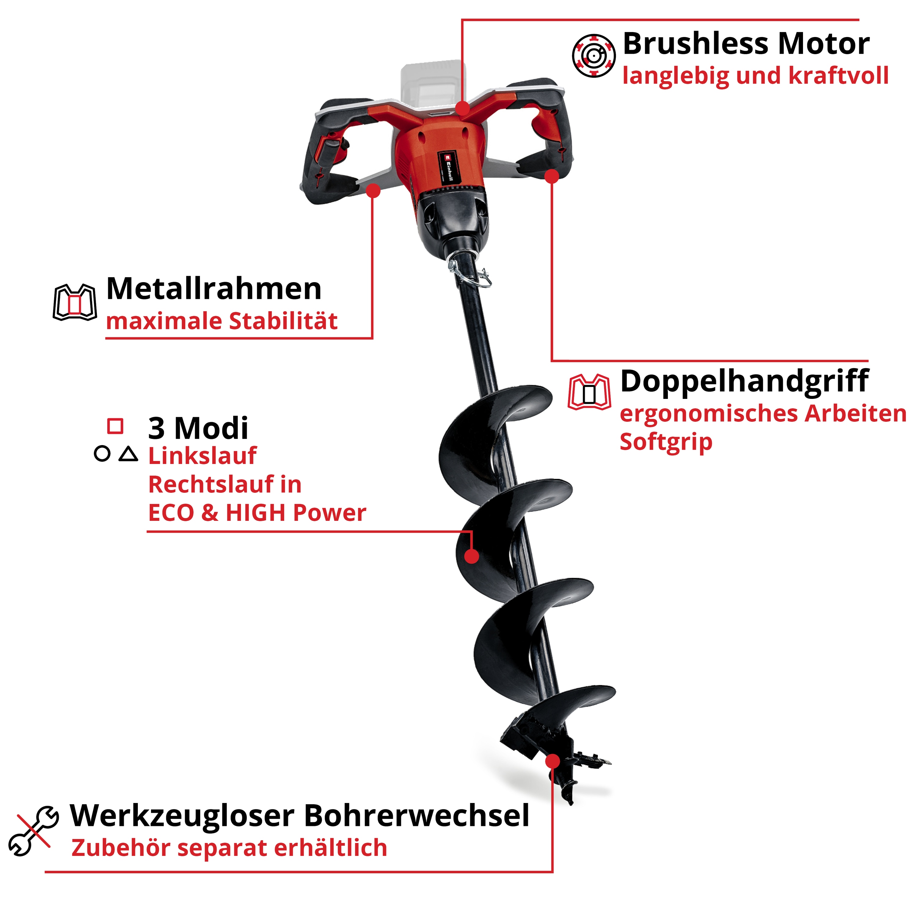 EINHELL PROFESSIONAL Akku-Erdbohrer GP-EA 18/150 Li BL Kit (1x 4,0 Ah)