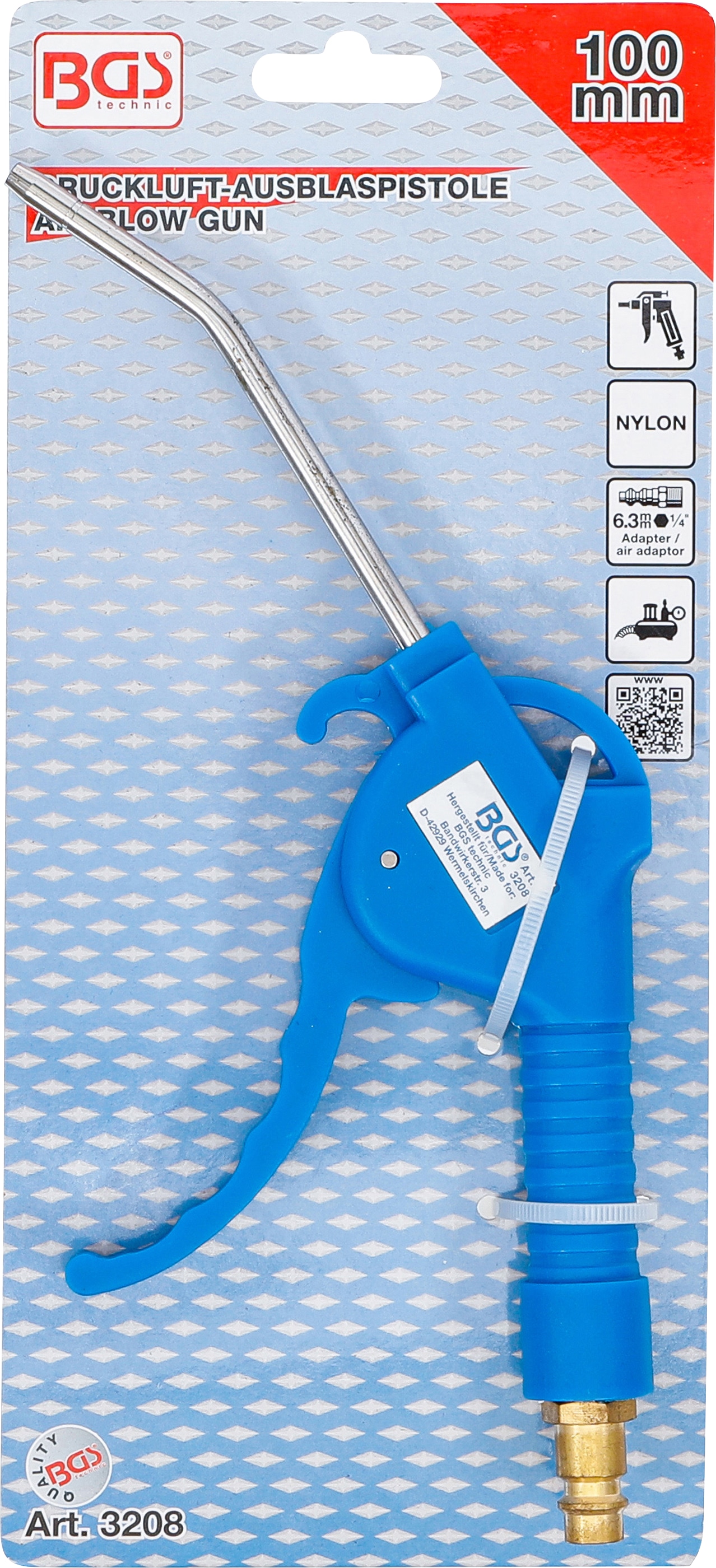 BGS TECHNIC Druckluft-Ausblaspistole 3208, 100 mm