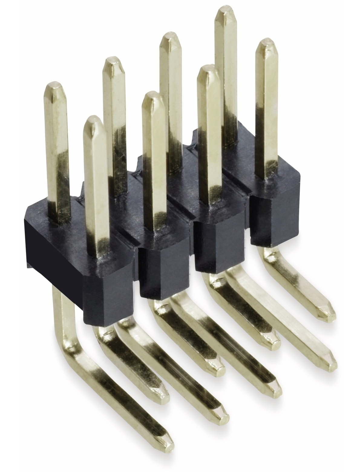 Stiftleiste, 2 x 4, 2,54 mm, gewinkelt, 0,8µ Au (Gold), 5 Stück