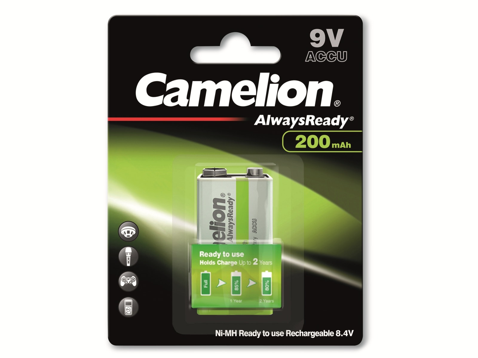 CAMELION NiMH-9 V-Blockakku AlwaysReady, 200 mAh