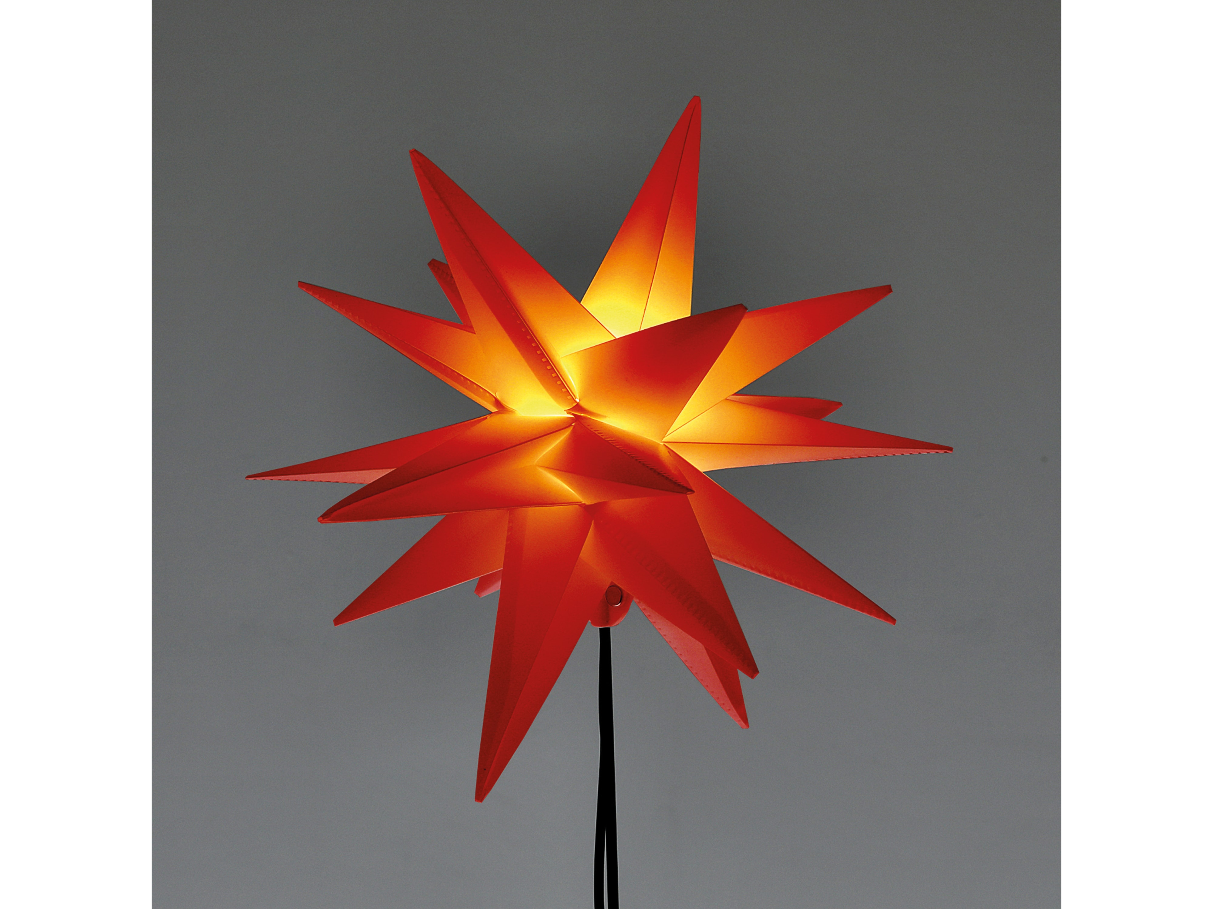 LED-Stern mit Stab, 1 LED, 25 cm, Outdoor, faltbar, rot