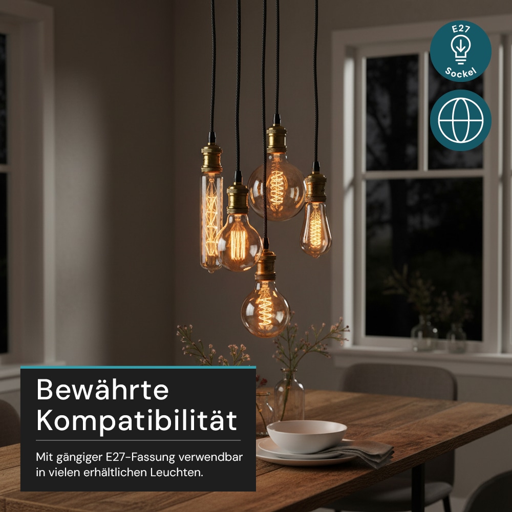 LUXULA LED-Filament-Lampe,, Vintage Bulb, E27, 2,3W, 65lm, 1800K LUXULA LED-Filament-Lampe,, Vintage Bulb, E27, 2,3W, 65lm, 1800K