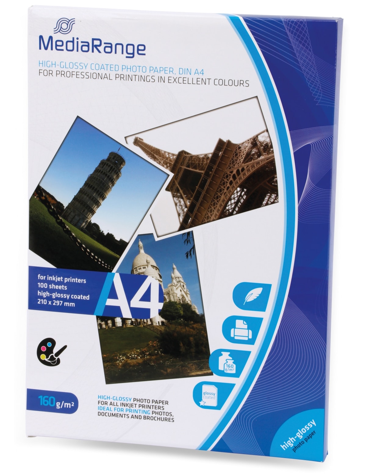 MEDIARANGE Fotopapier DIN A4, 160 g/m², hochglanz, 100 Blatt