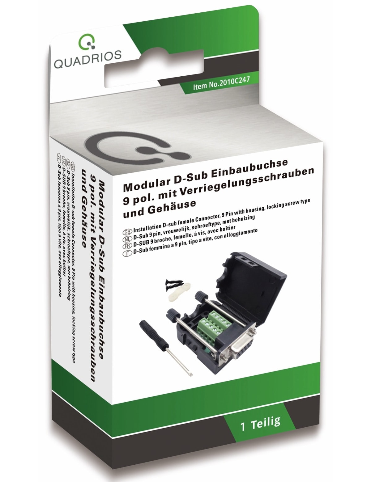 QUADRIOS, 2010C247, USB-Modular-Set, D-Sub, Buchse, Einbau horizontal, Polzahl 9