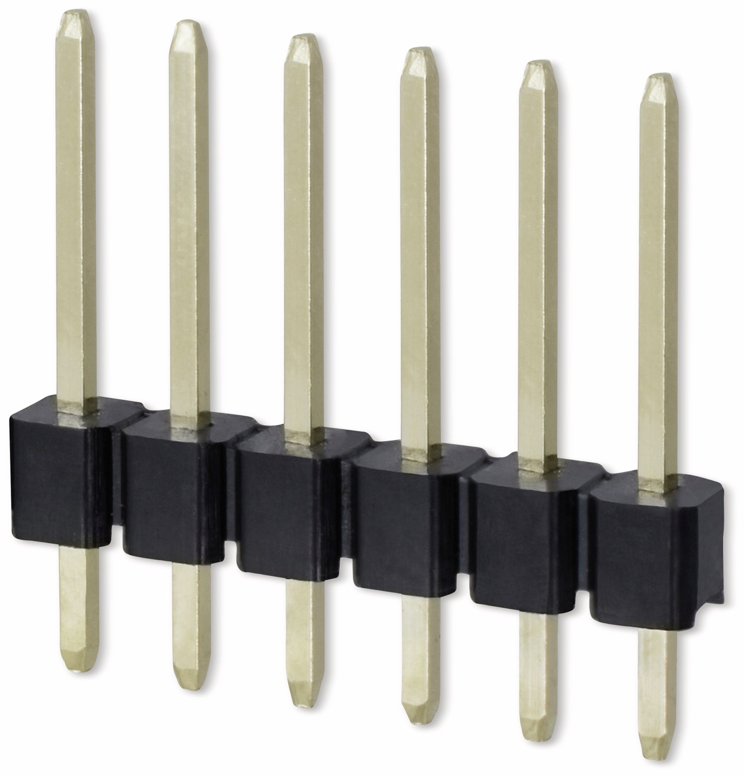 Stiftleiste, 1 x 6, 2,54 mm, gerade, 0,8µ Au (Gold), 5 Stück Stiftleiste, 1 x 6, 2,54 mm, gerade, 0,8µ Au (Gold), 5 Stück