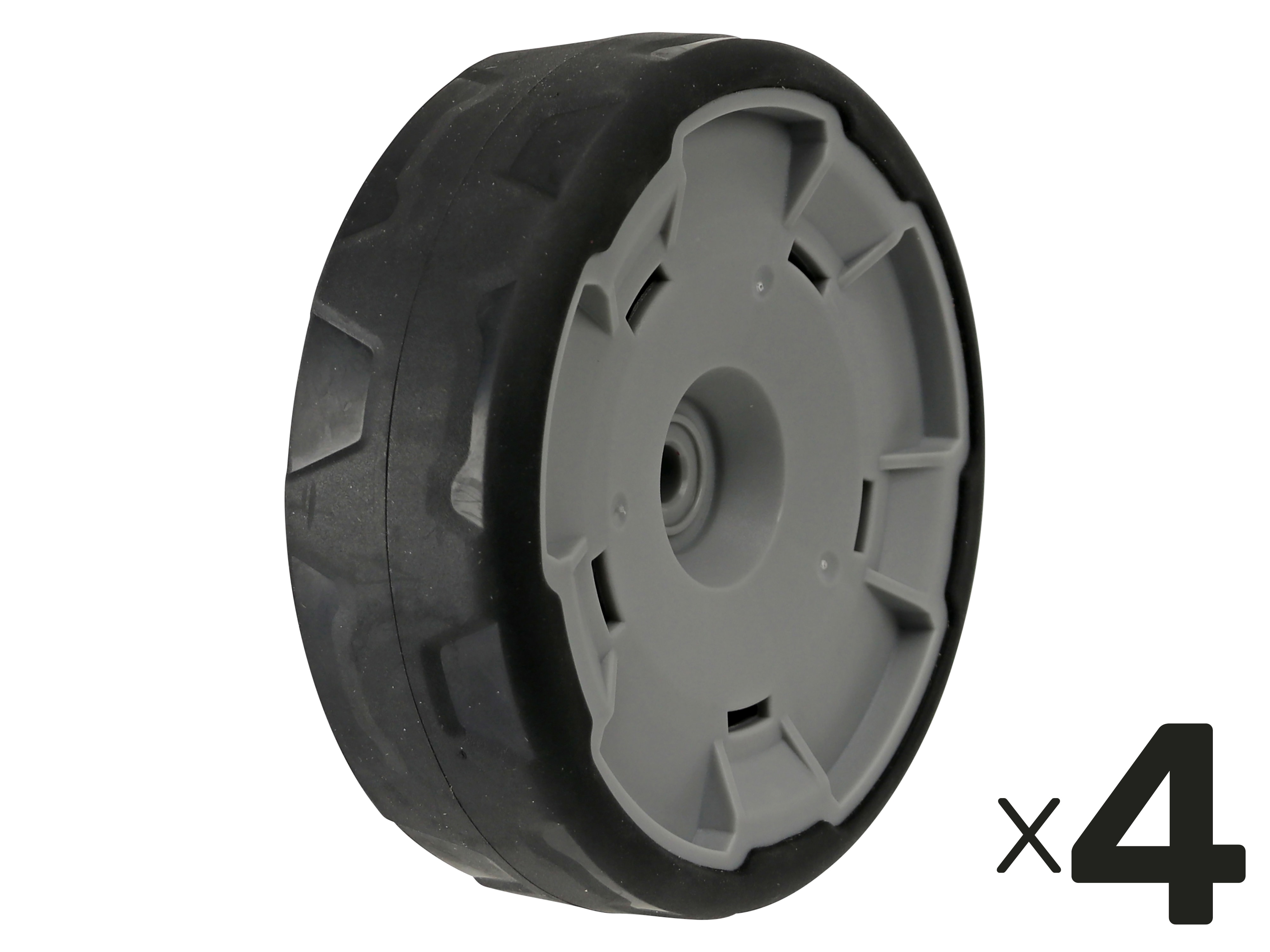 Kunststoffrad, Ø 145 mm, Gummi-Lauffläche, 4 Stück