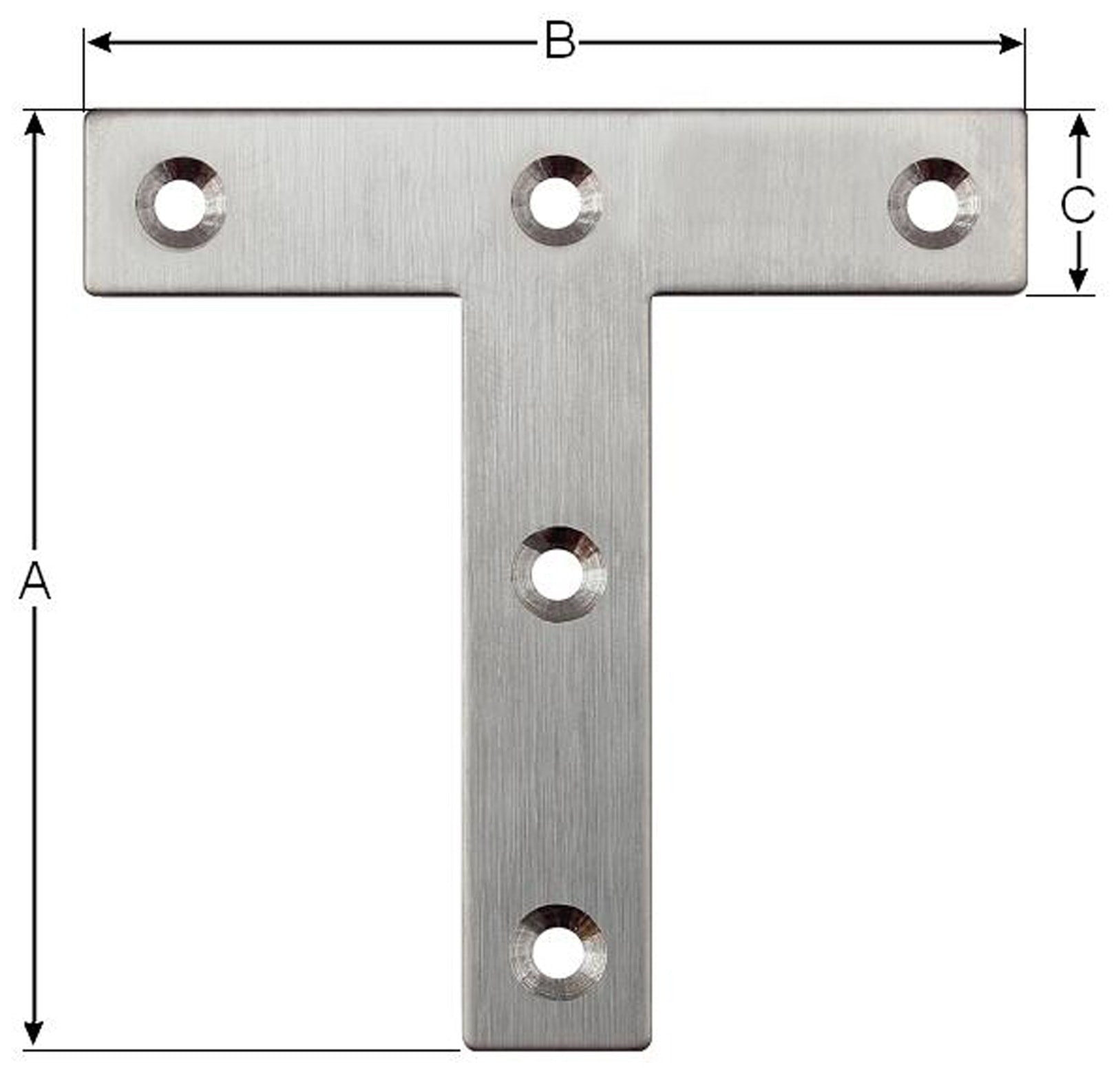 Verbindungsbleche, T-Winkel, 80x80x16 mm, Edelstahl, 10 Stück