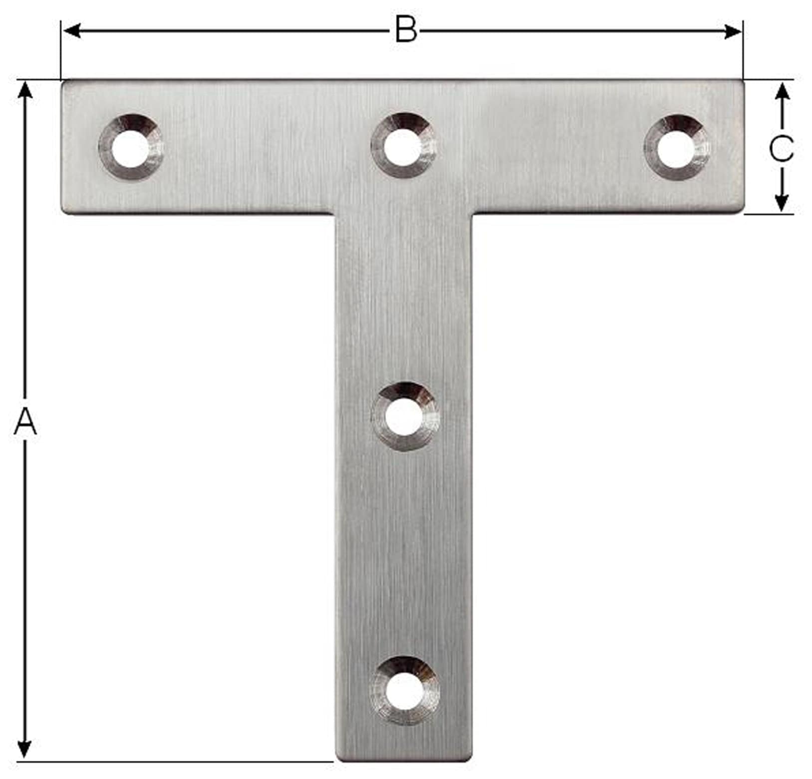 Verbindungsbleche, T-Winkel, 80x80x16 mm, Edelstahl, 10 Stück