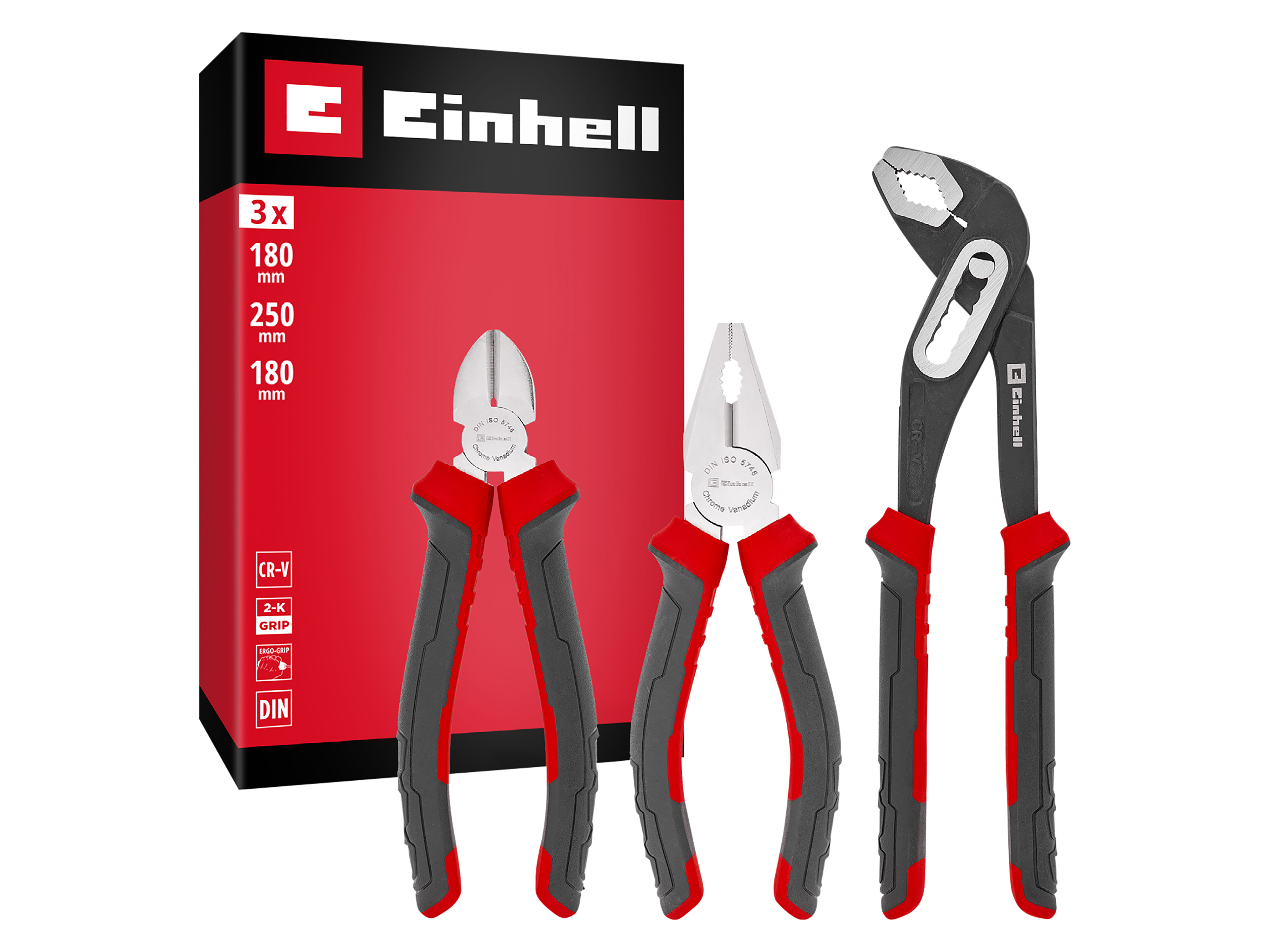 EINHELL Zangen-Set, 370531, 180/250 mm, 3-teilig EINHELL Zangen-Set, 370531, 180/250 mm, 3-teilig