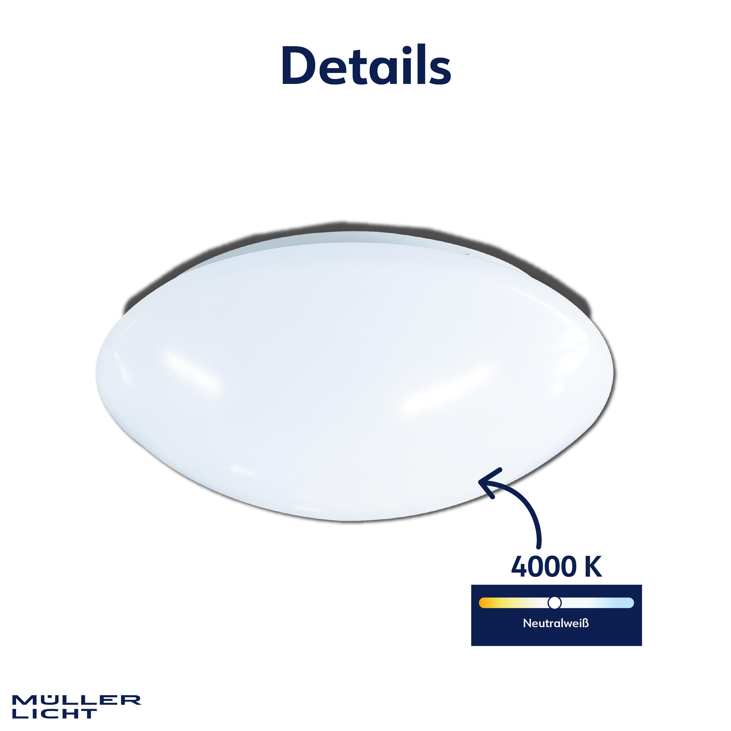 MÜLLER-LICHT LED-Deckenleuchte Claro white, 14 W, 1460 lm, 4000 K, IP20, neutralweiß