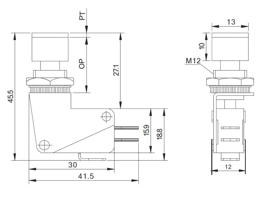 Einbau-Drucktaster DS438, 7,5 A/250 V~, gelb
