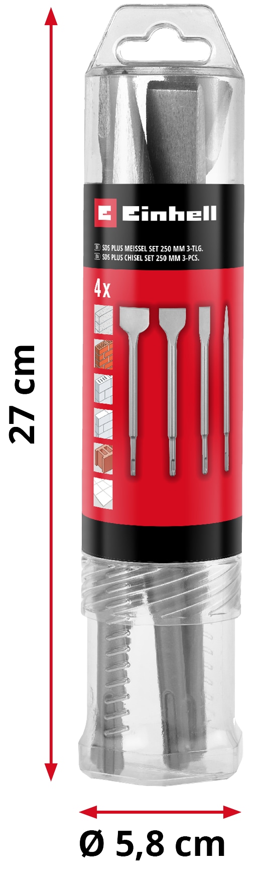 EINHELL SDS-Plus Meißel-Set 247205, 250 mm, 4-teilig EINHELL SDS-Plus Meißel-Set 247205, 250 mm, 4-teilig