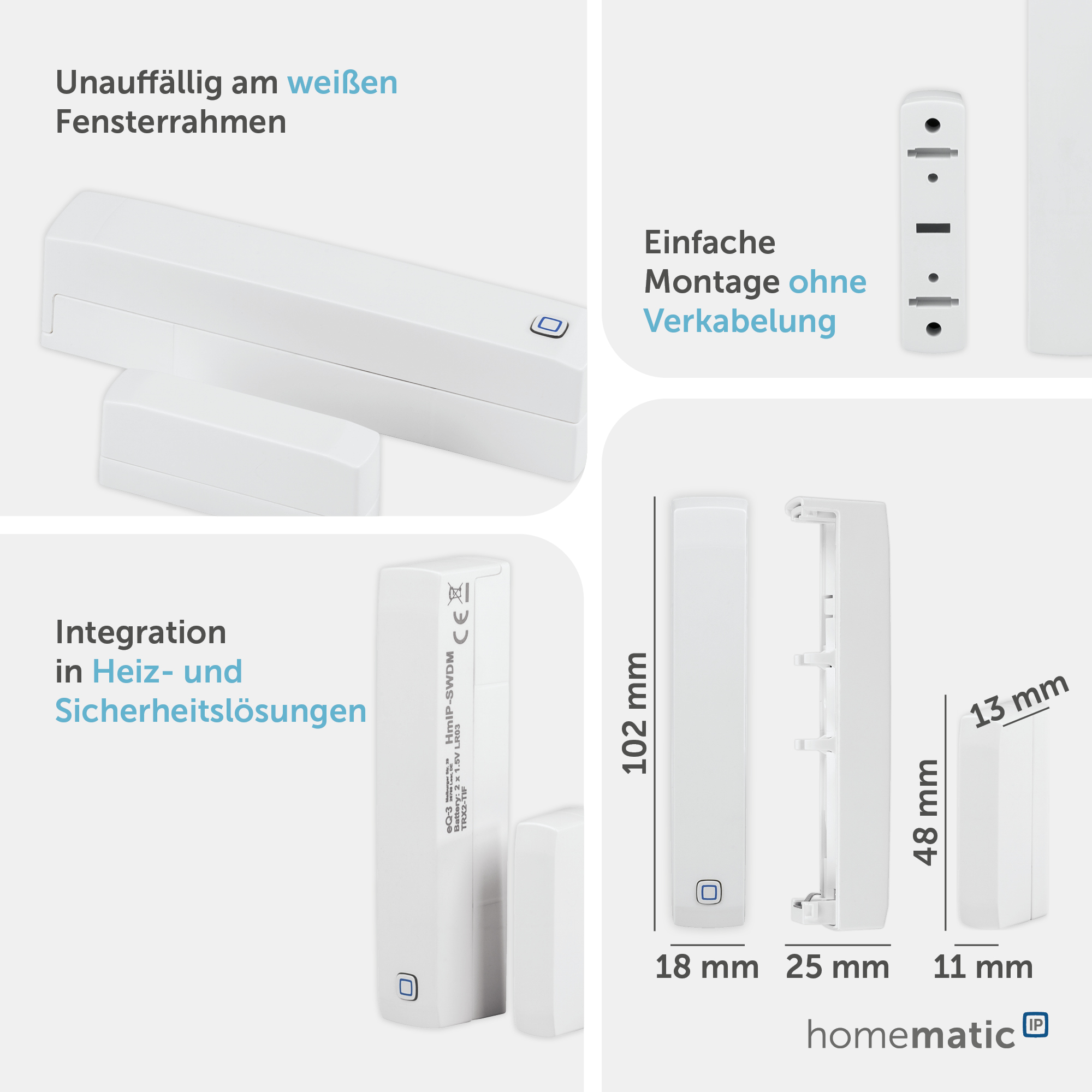 HOMEMATIC IP Smart Home 151363, Fenster- und Türkontakt, magnetisch