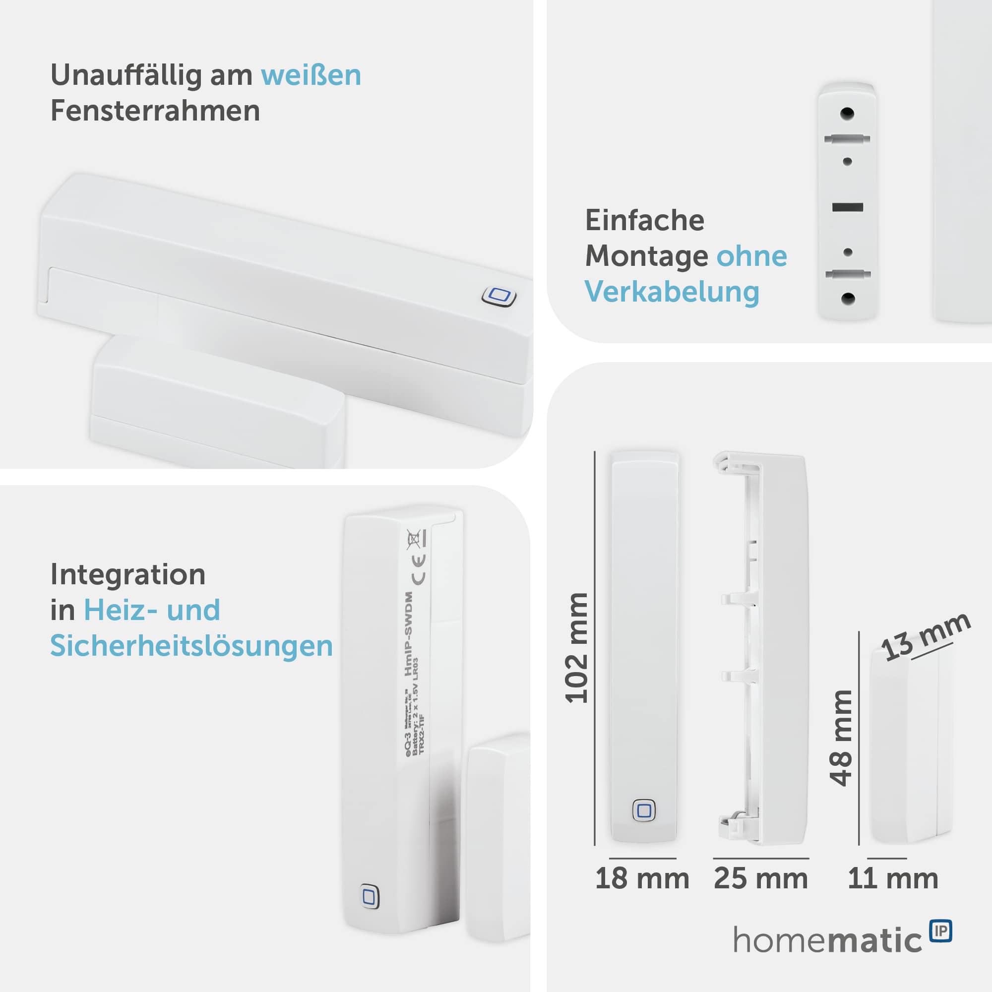 HOMEMATIC IP Smart Home 151363, Fenster- und Türkontakt, magnetisch