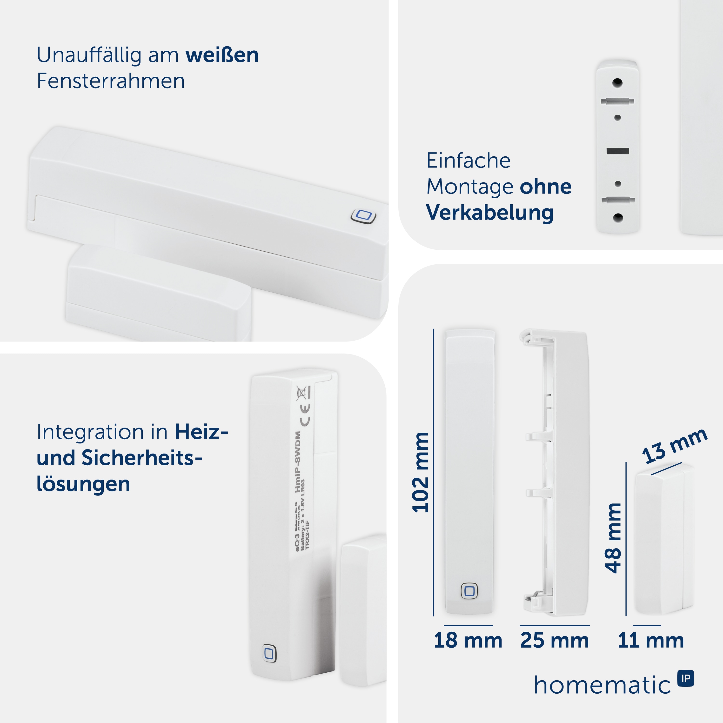 HOMEMATIC IP Smart Home 151363, Fenster- und Türkontakt, magnetisch